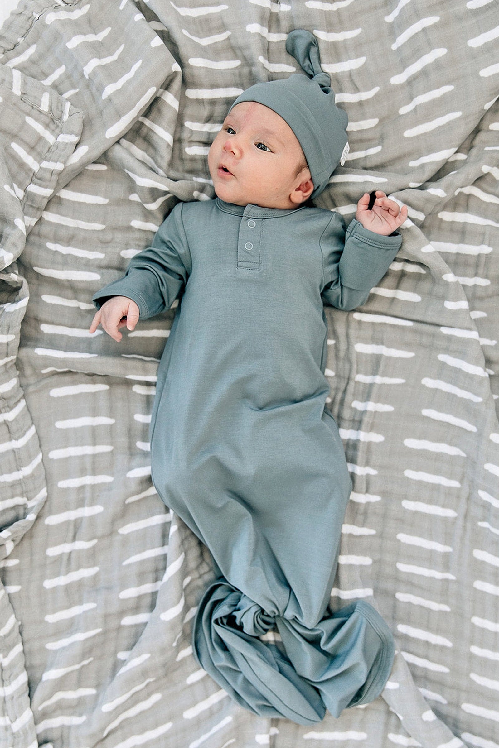 Dusty Blue Knot Gown, Bamboo, Baby Essentials