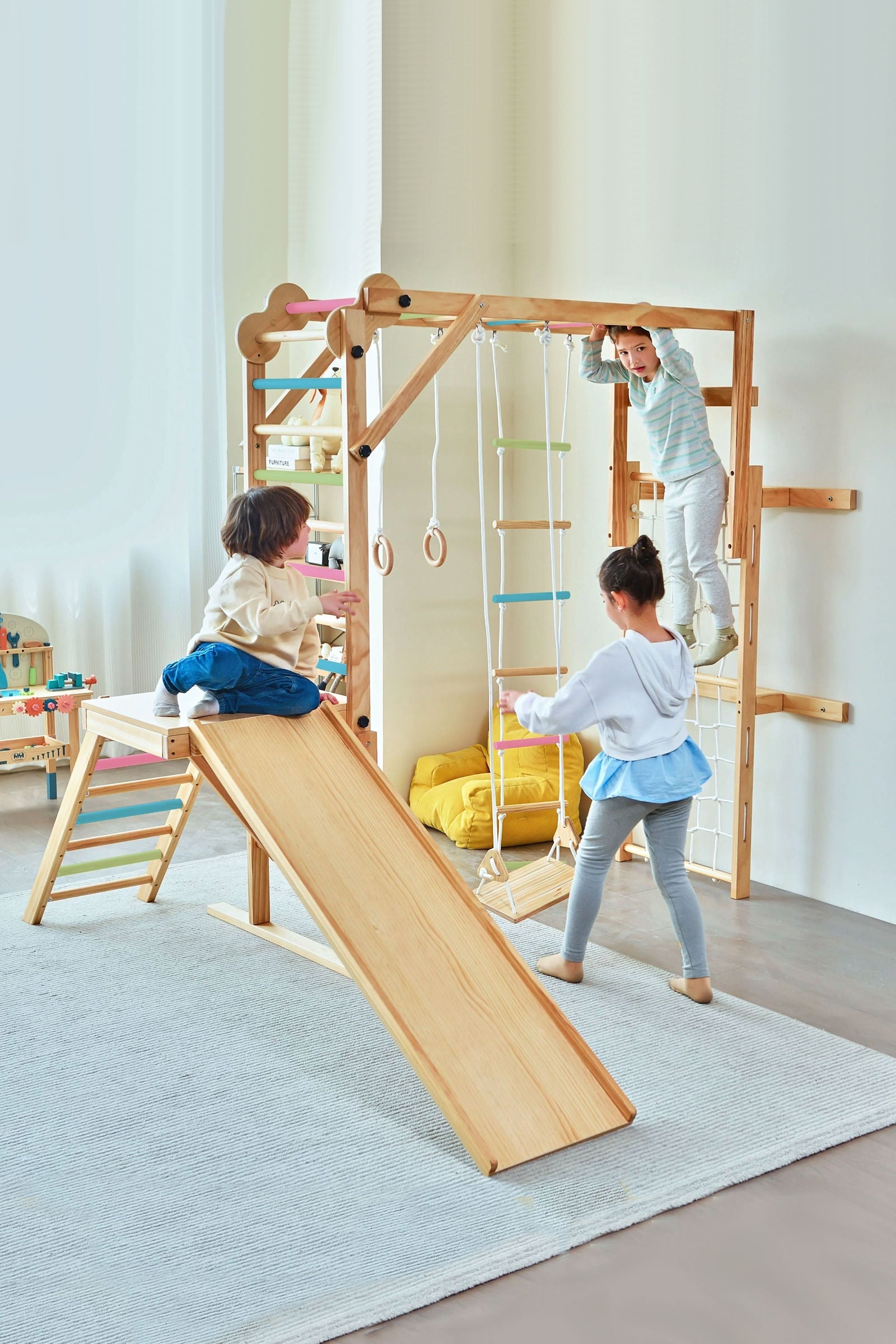 Grove Foldable Jungle Gym Playset, Indoor, Climber, Slide, Color Bars