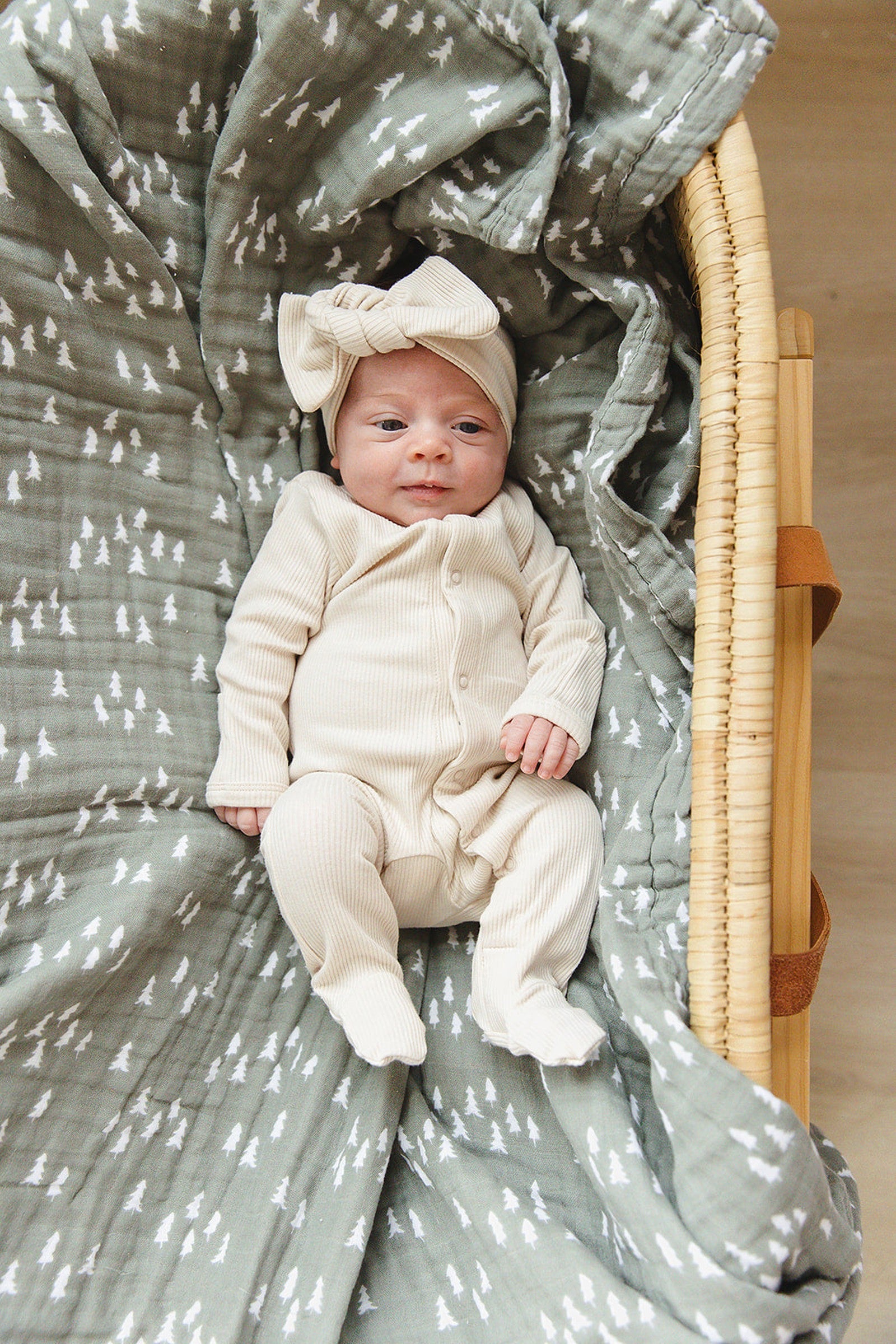 Vanilla Ribbed Snap Footed Pajama, Organic Cotton, Baby Essentials