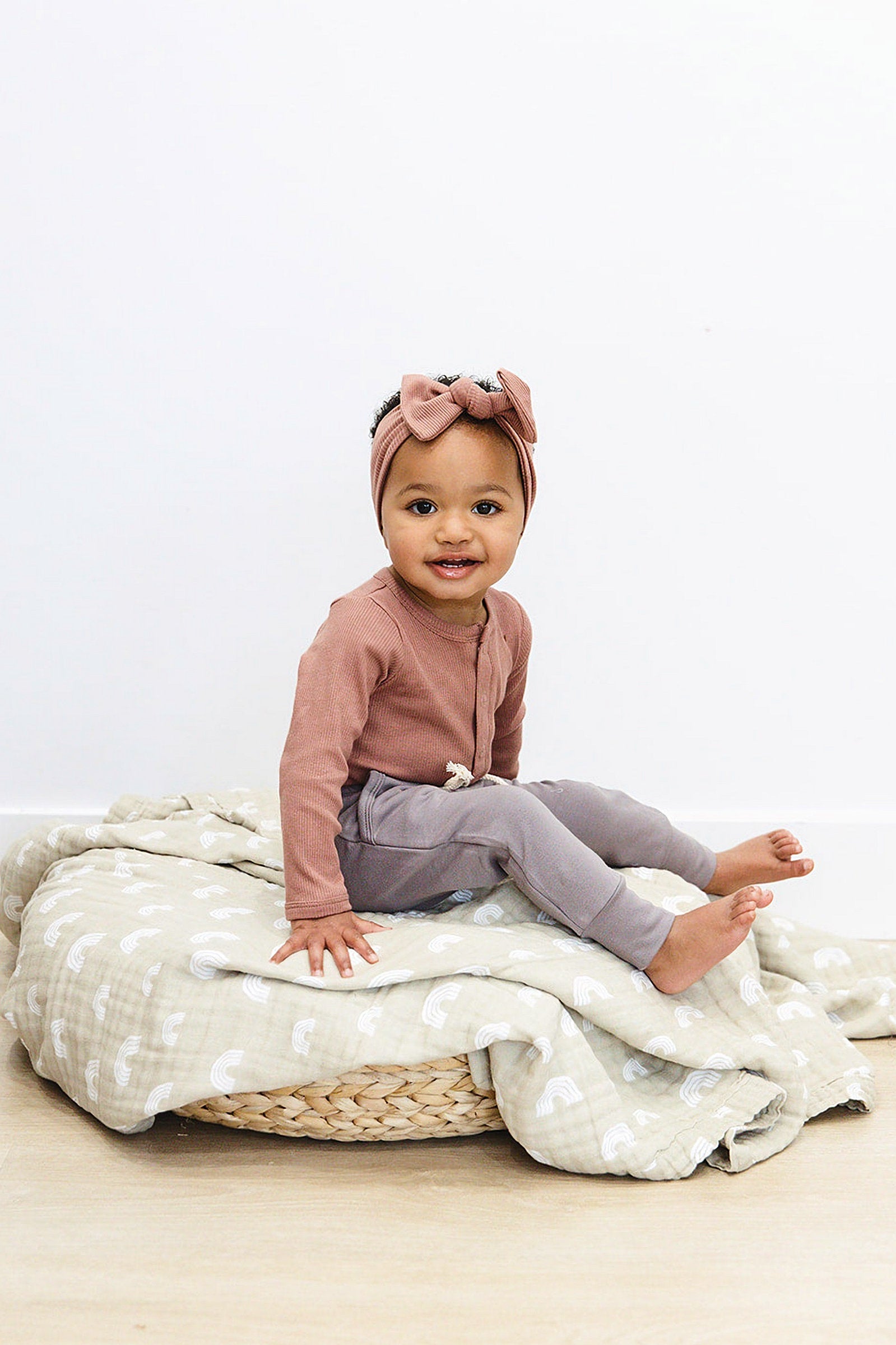 Dusty Rose Snap Long Sleeve Ribbed Bodysuit, Baby Essentials, Organic Cotton