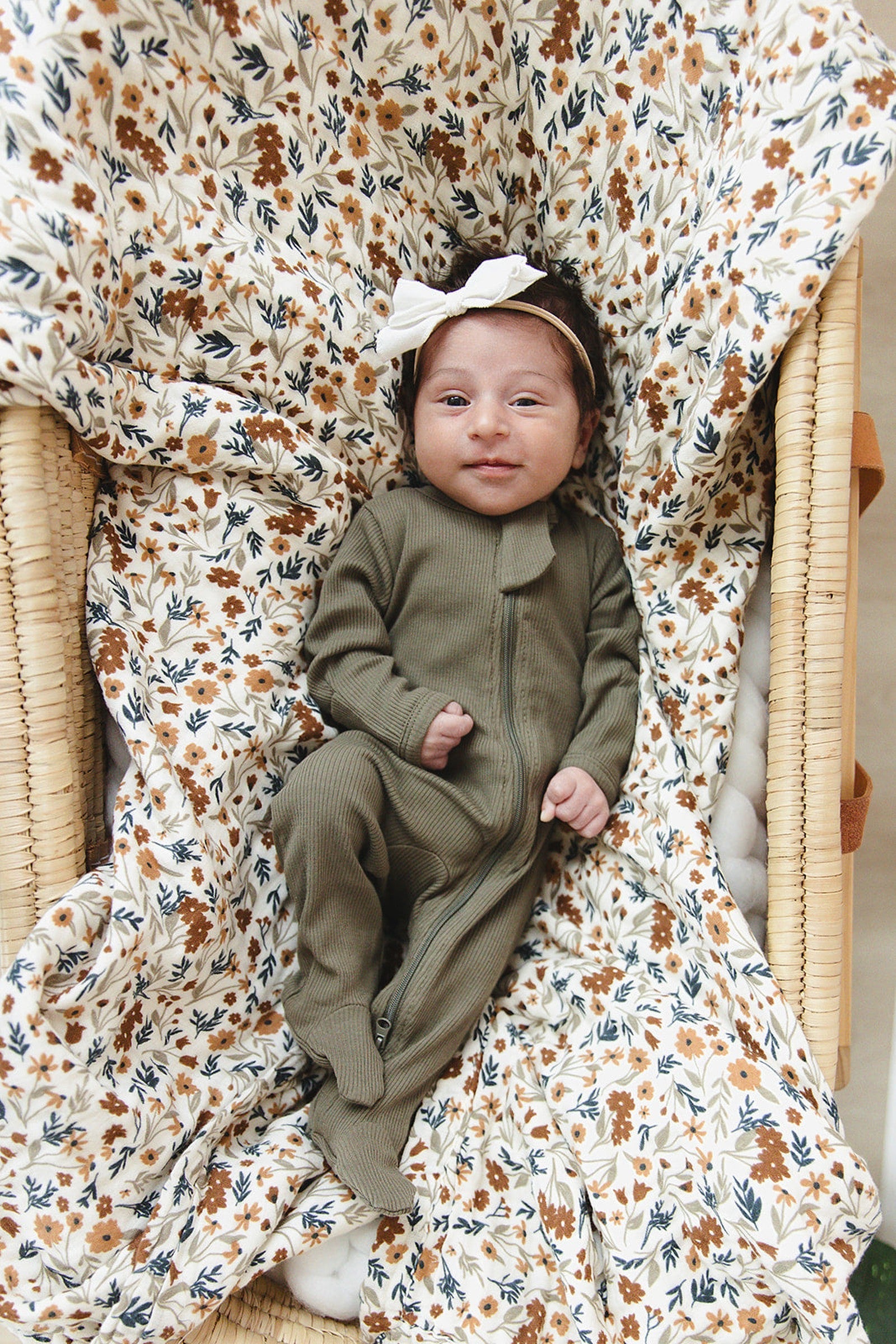 Winter Green Ribbed Zipper Footed Pajama, Organic Cotton, Gender Neutral, Baby