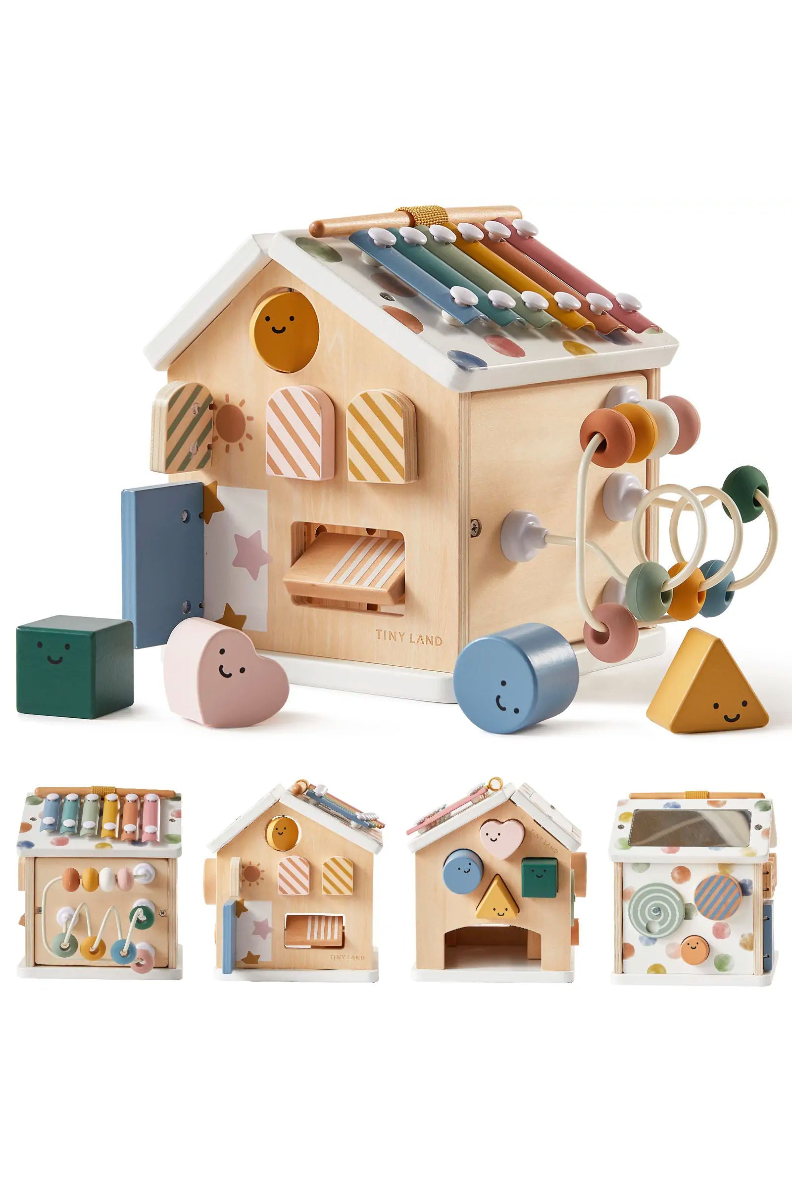 Wooden Baby Walker & Activity Cube Playset, Montessori Development Toy Set, Toddlers