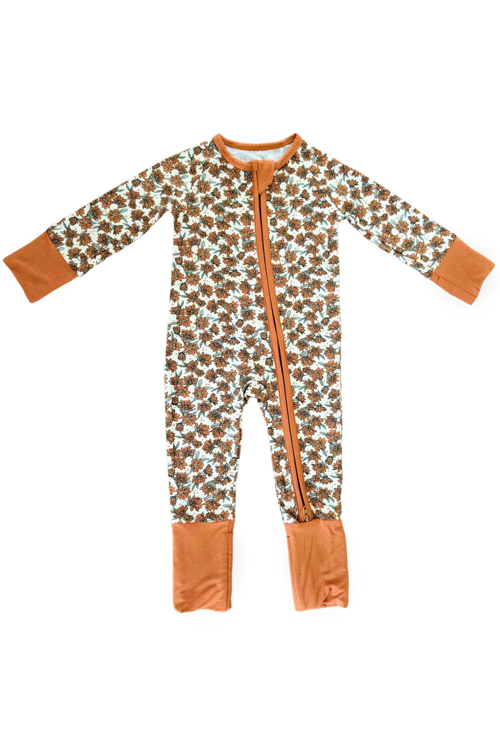 Cream Magnolia Zipper Pajama, Bamboo, Baby Essentials
