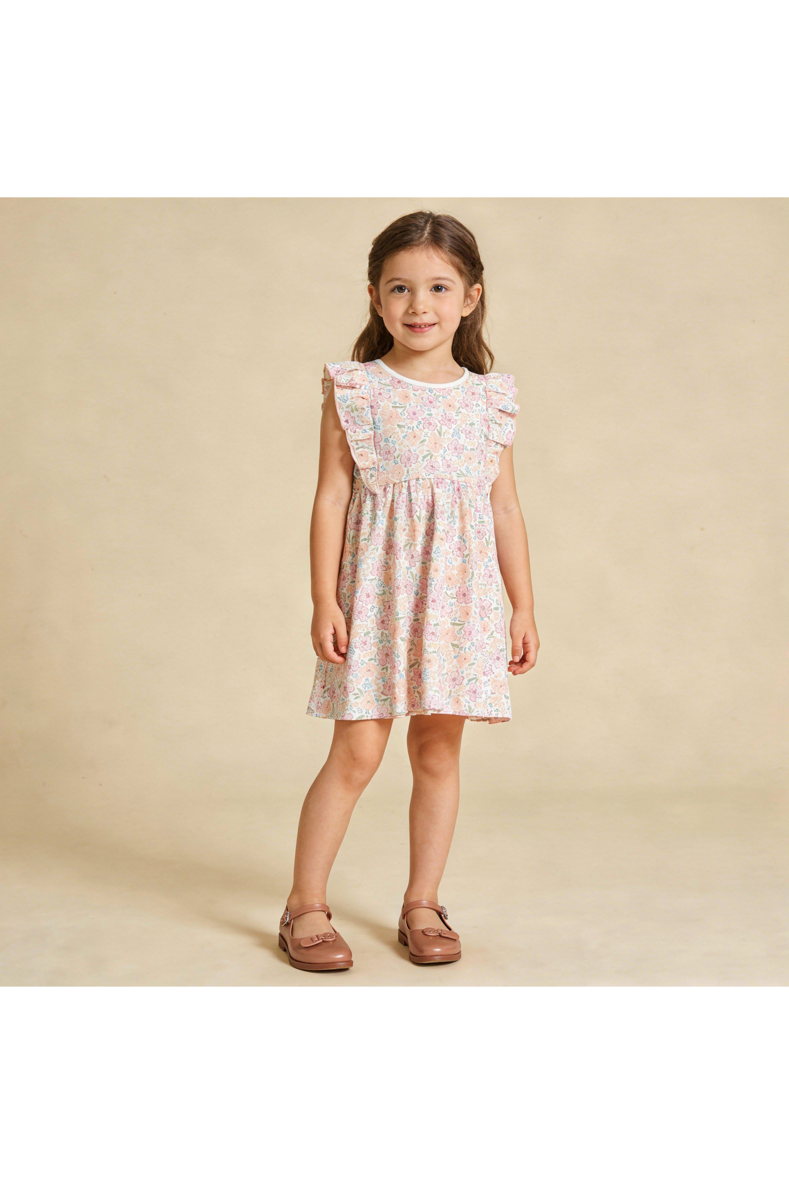 Organic Flutter Dress - Peony