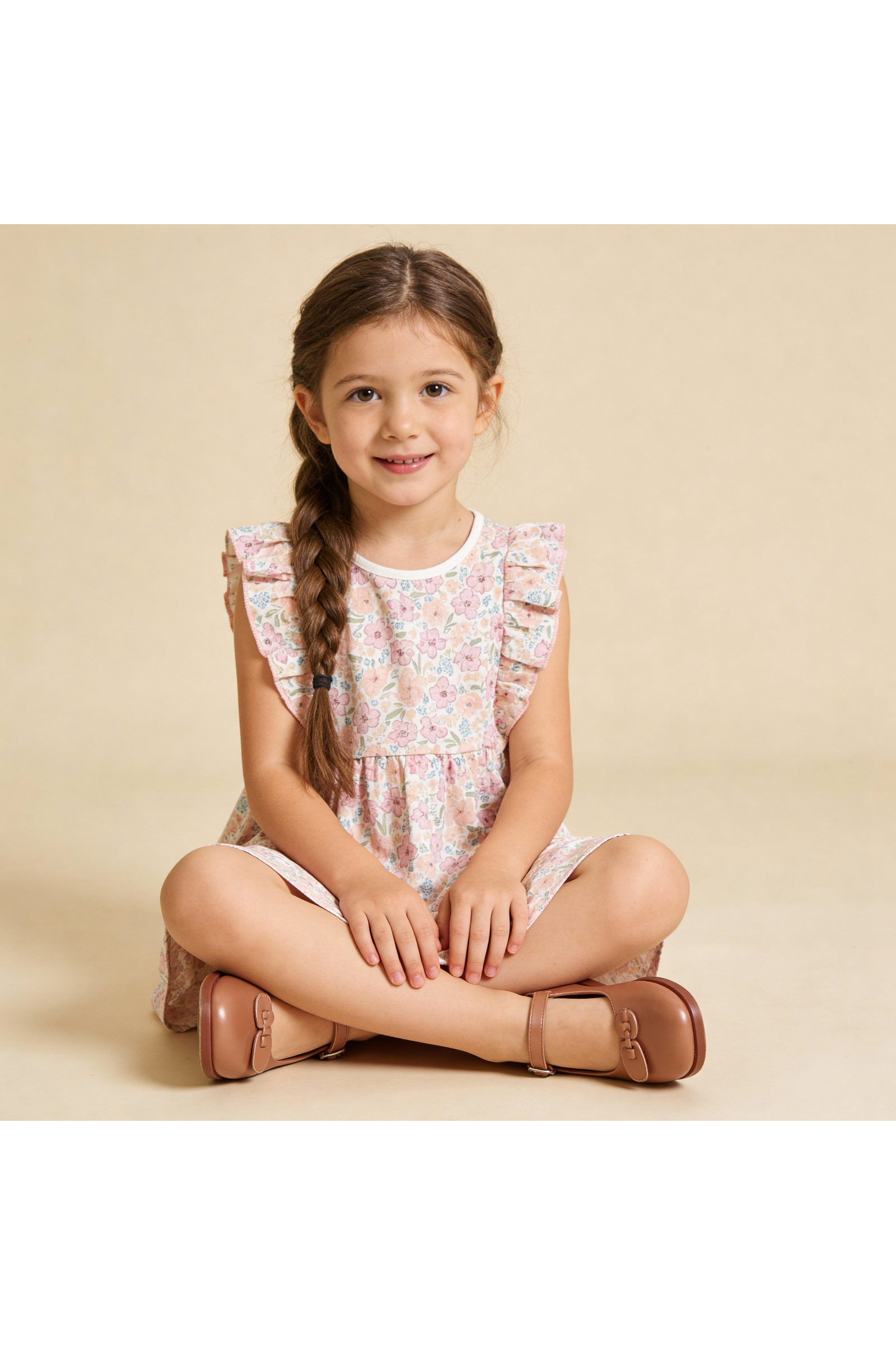 Organic Flutter Dress - Peony