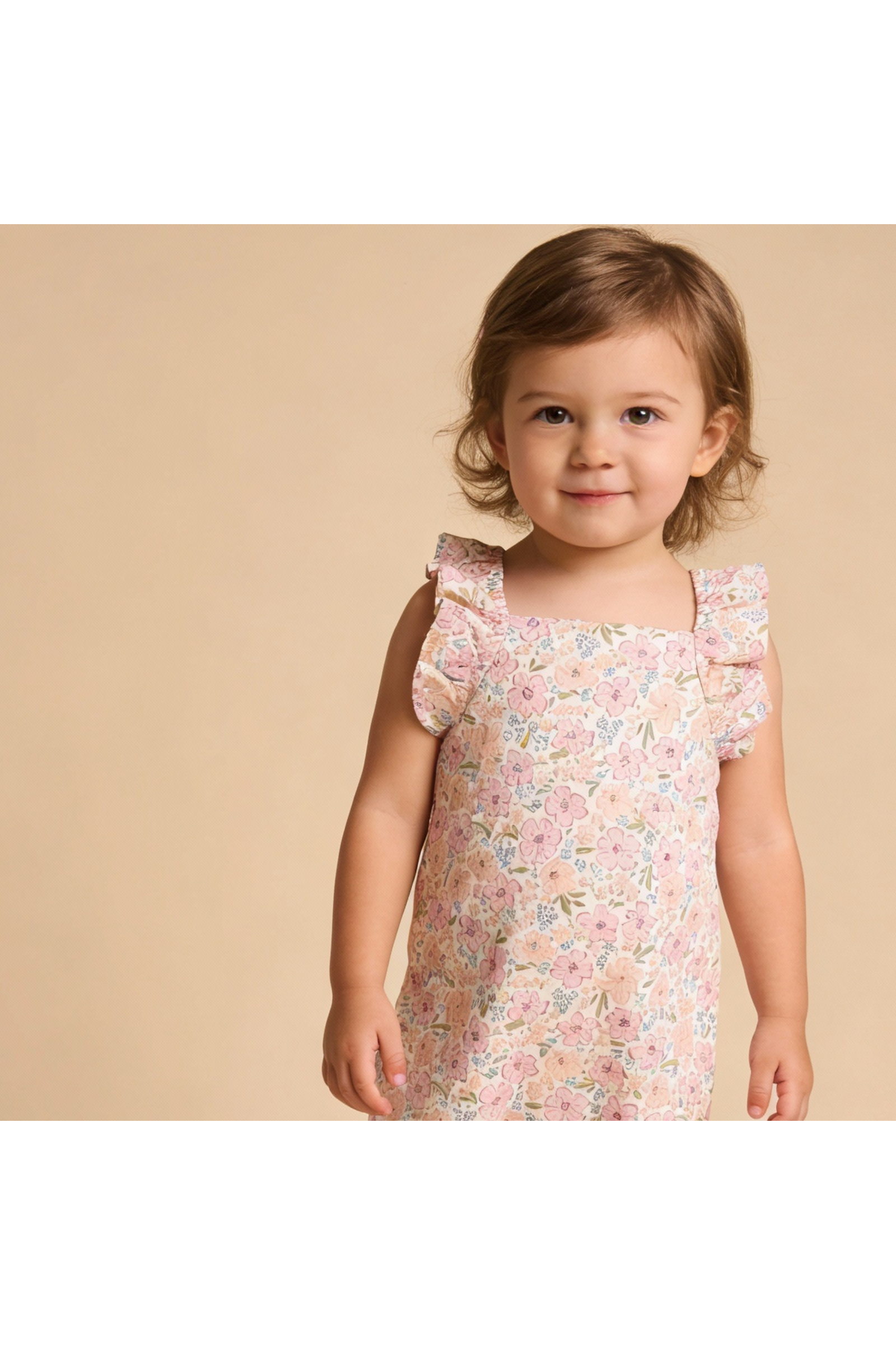 Organic Flutter Romper - Peony