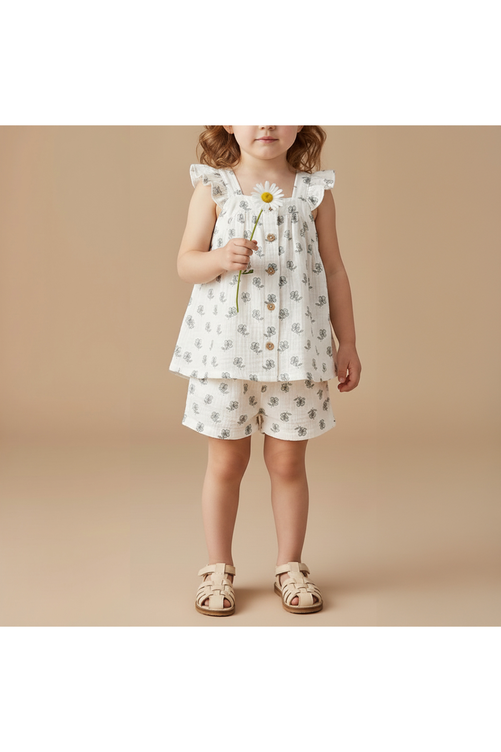 Organic Flutter Top & Shorts Set - Poppy
