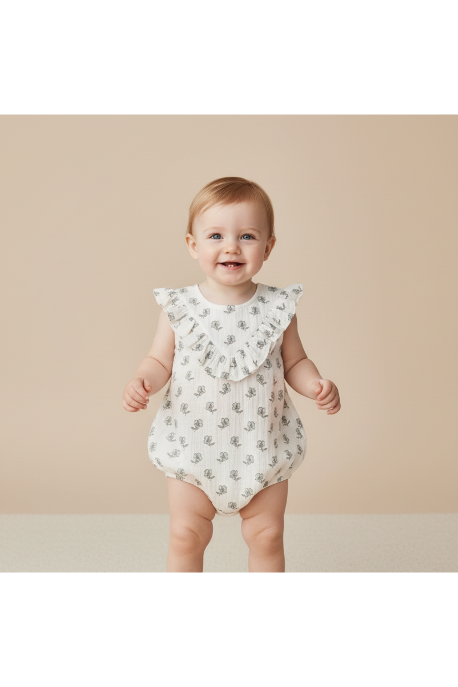 Organic Sleeveless Ruffle Bubble Romper - Poppy