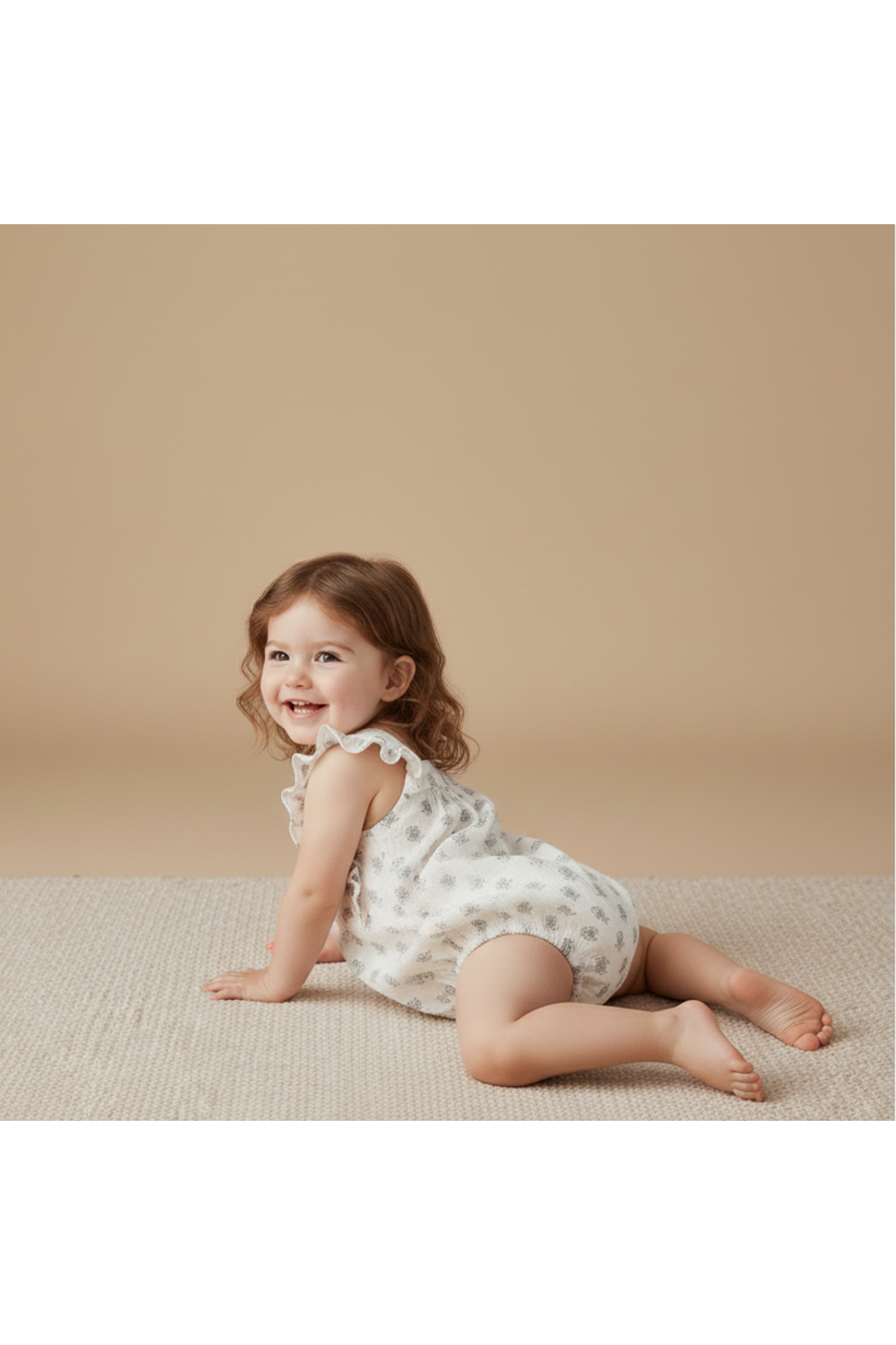 Organic Sleeveless Ruffle Bubble Romper - Poppy