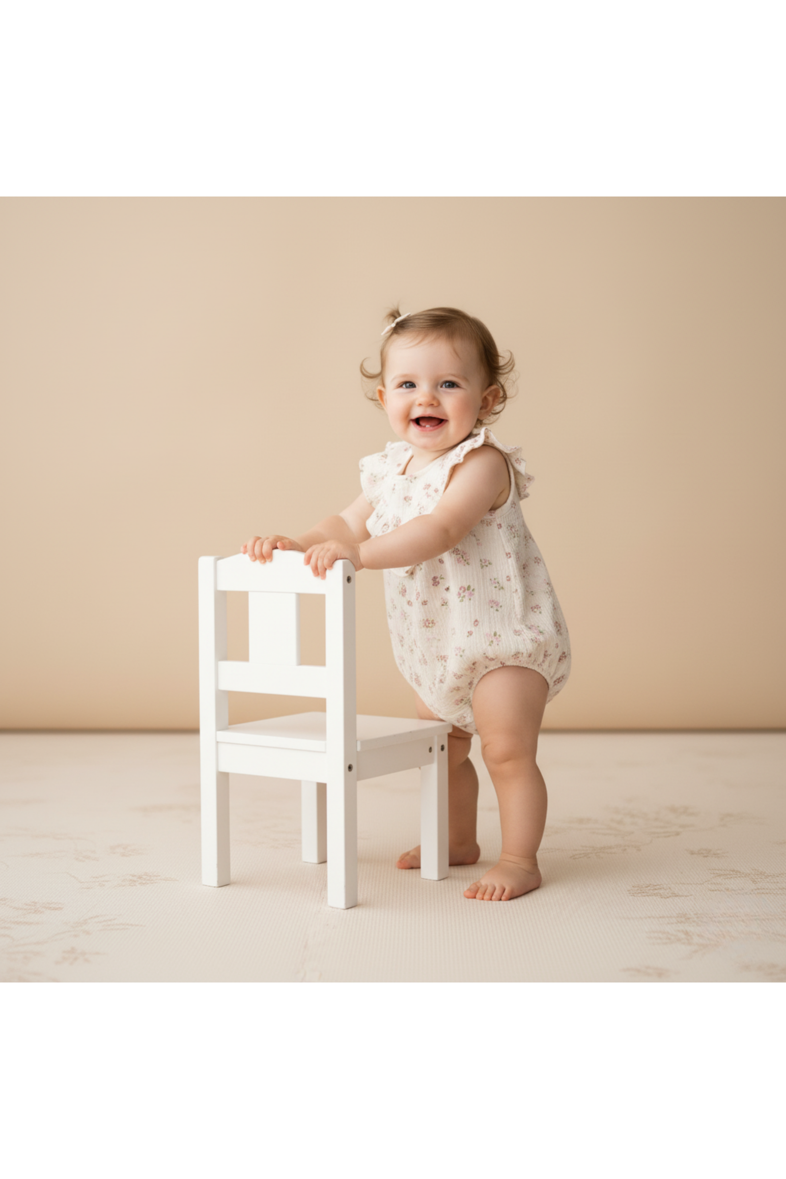 Organic Sleeveless Ruffle Bubble Romper - Blush Floral