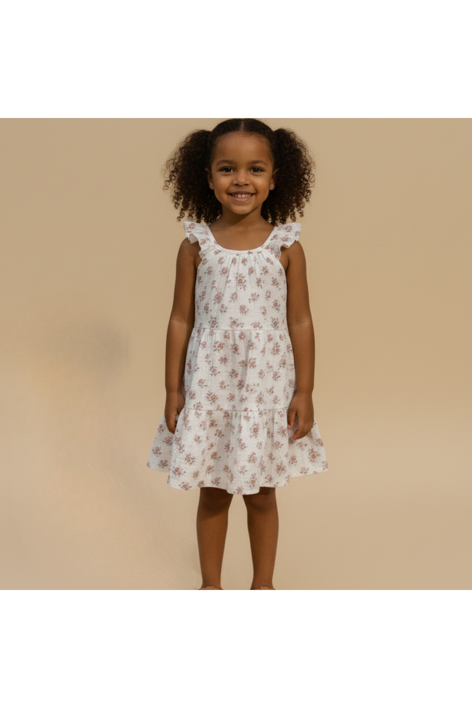 Organic Ruffle Tiered Dress - Blush Floral