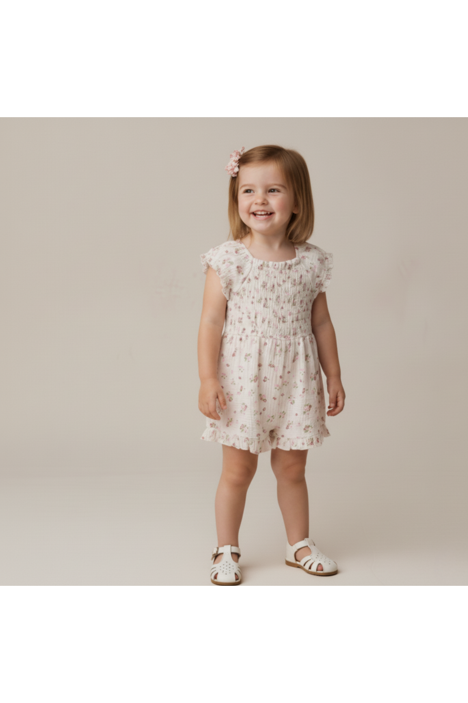Organic Smocked Jumpsuit - Blush Floral