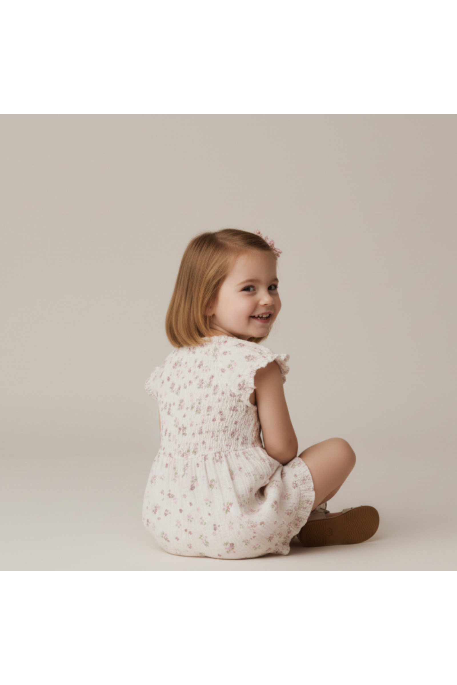 Organic Smocked Jumpsuit - Blush Floral