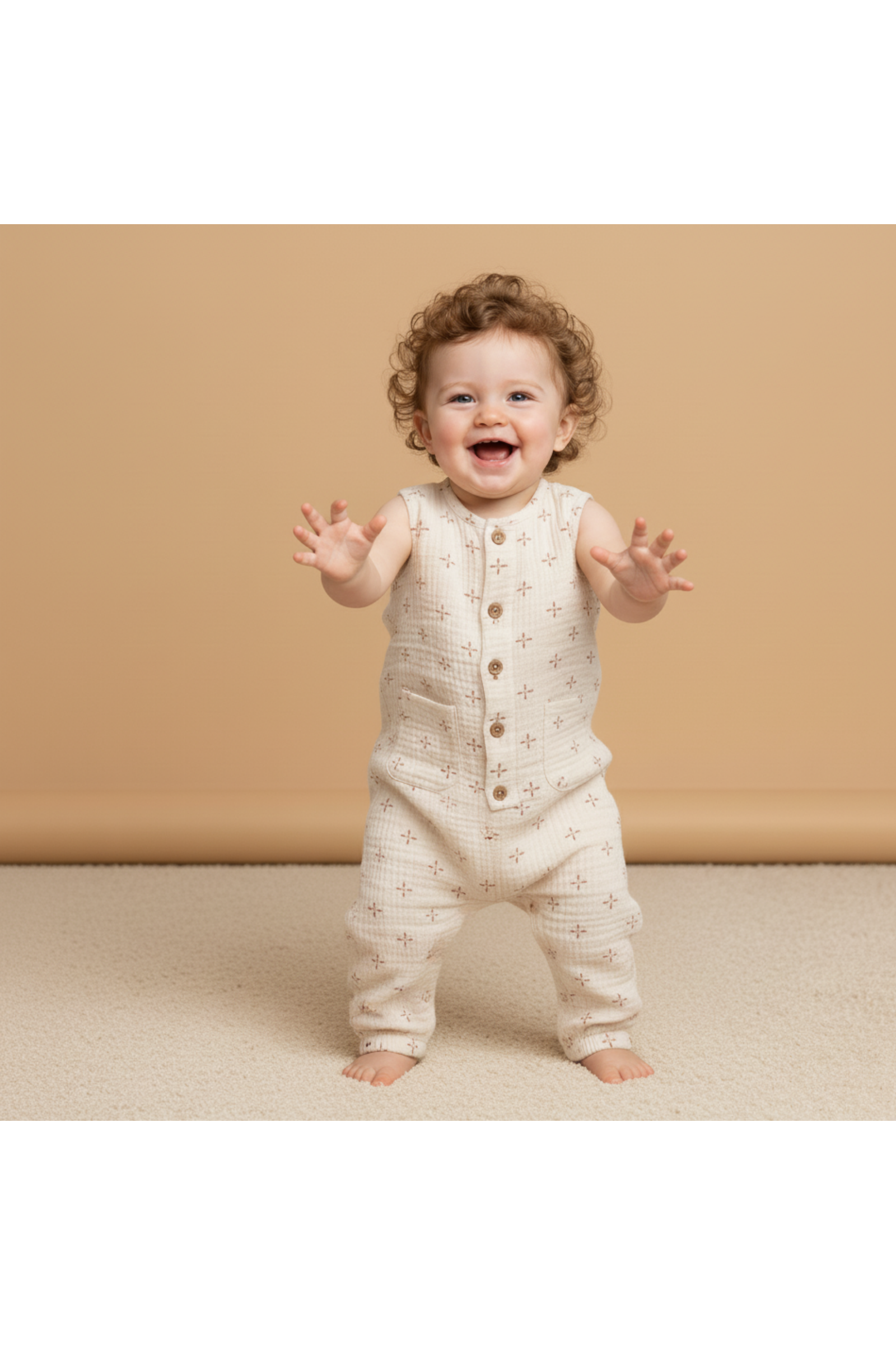 Organic Buttoned Jumpsuit - Cross