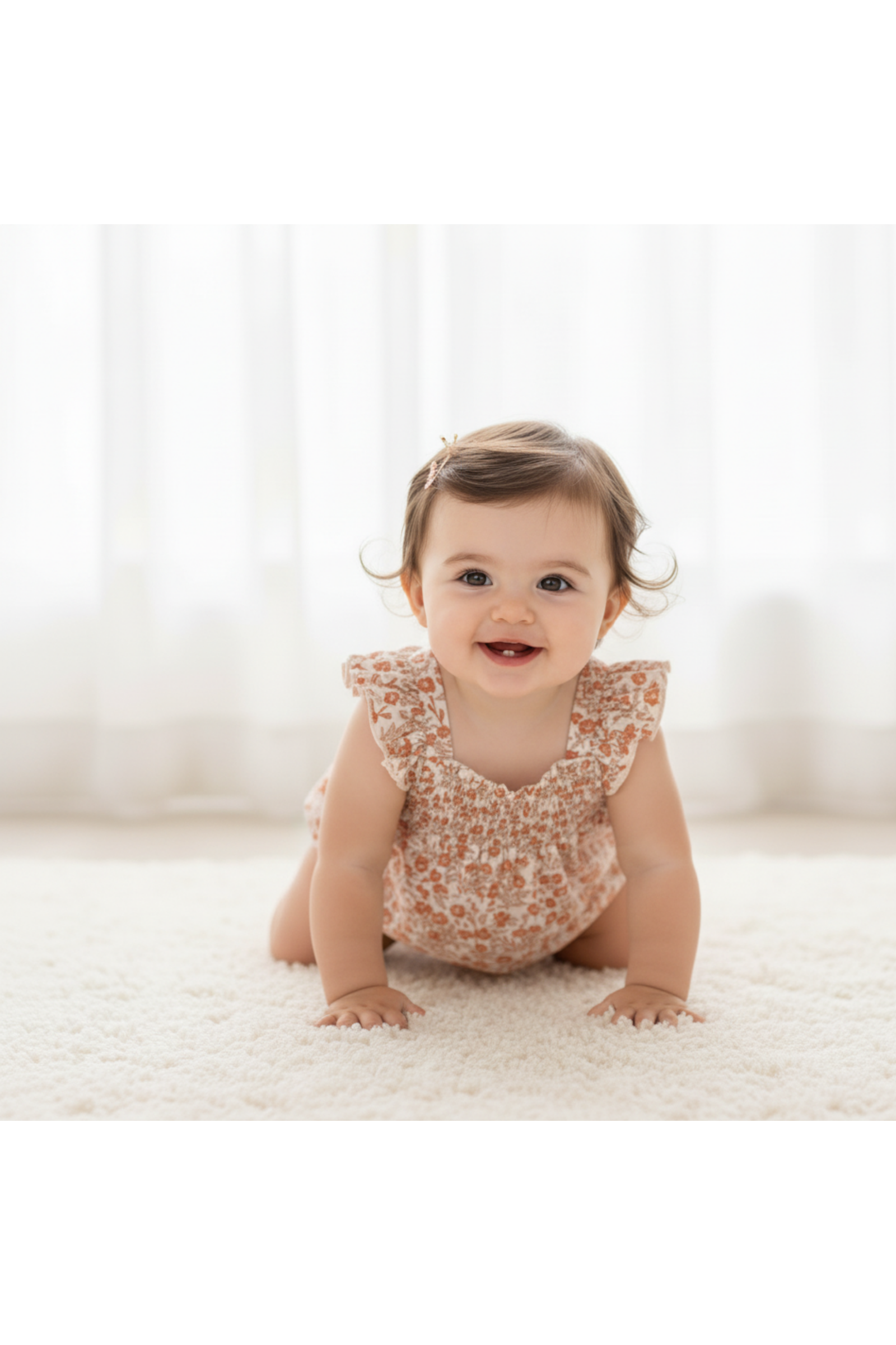 Organic Ruffle Sleeve Bubble Romper - Sienna