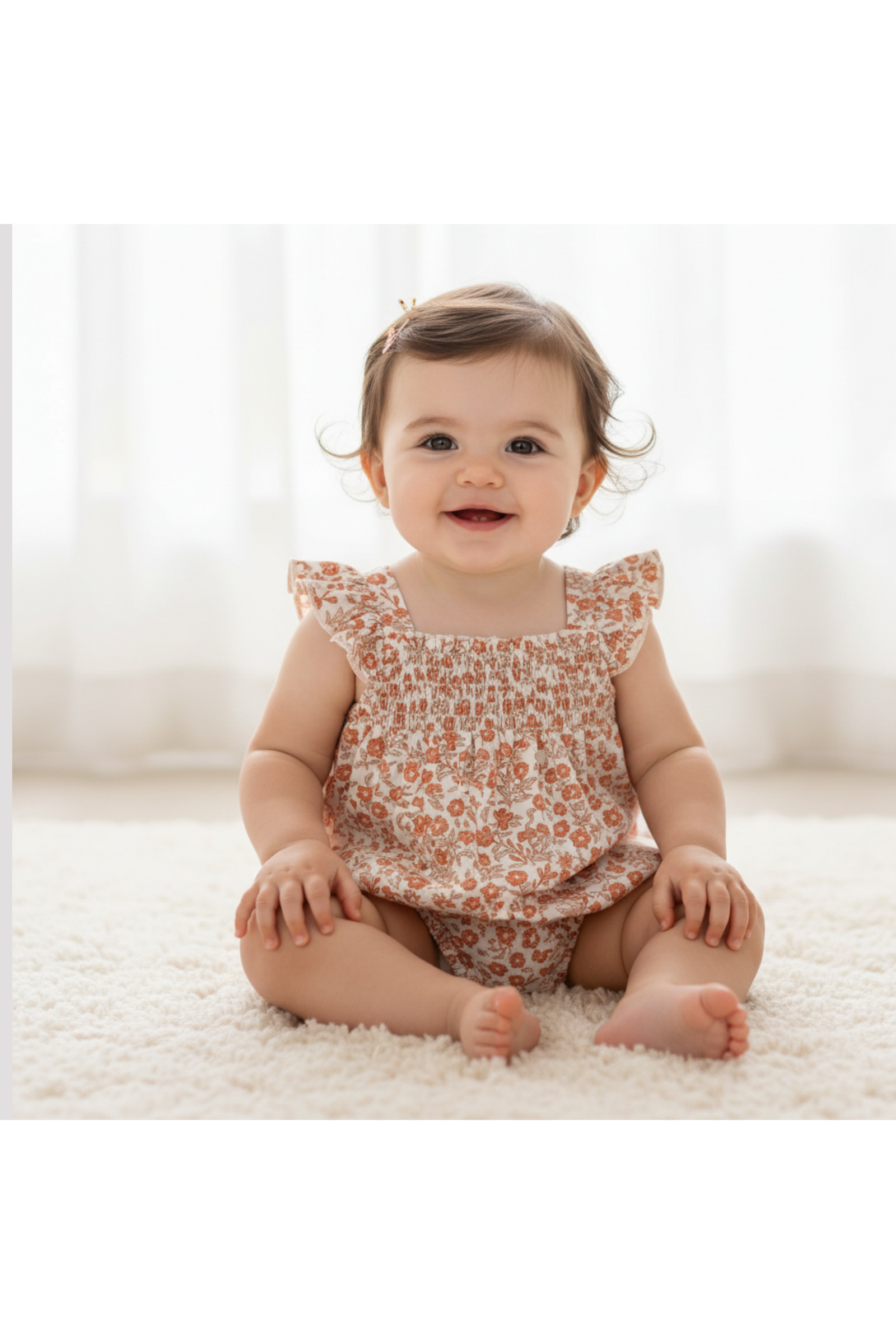 Organic Ruffle Sleeve Bubble Romper - Sienna
