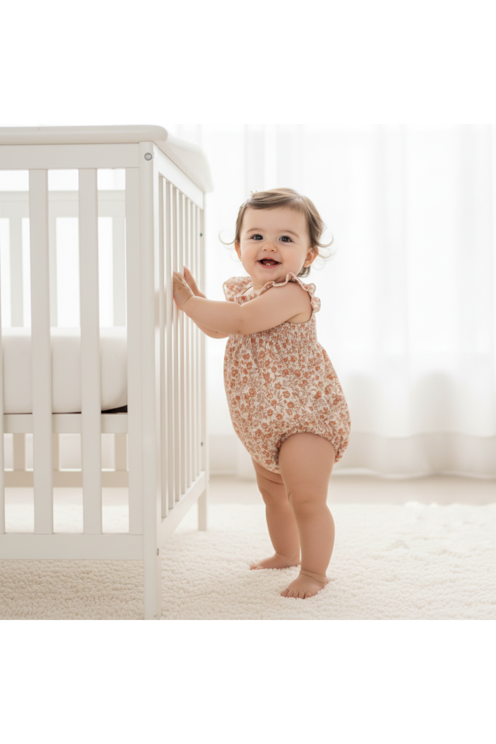 Organic Ruffle Sleeve Bubble Romper - Sienna