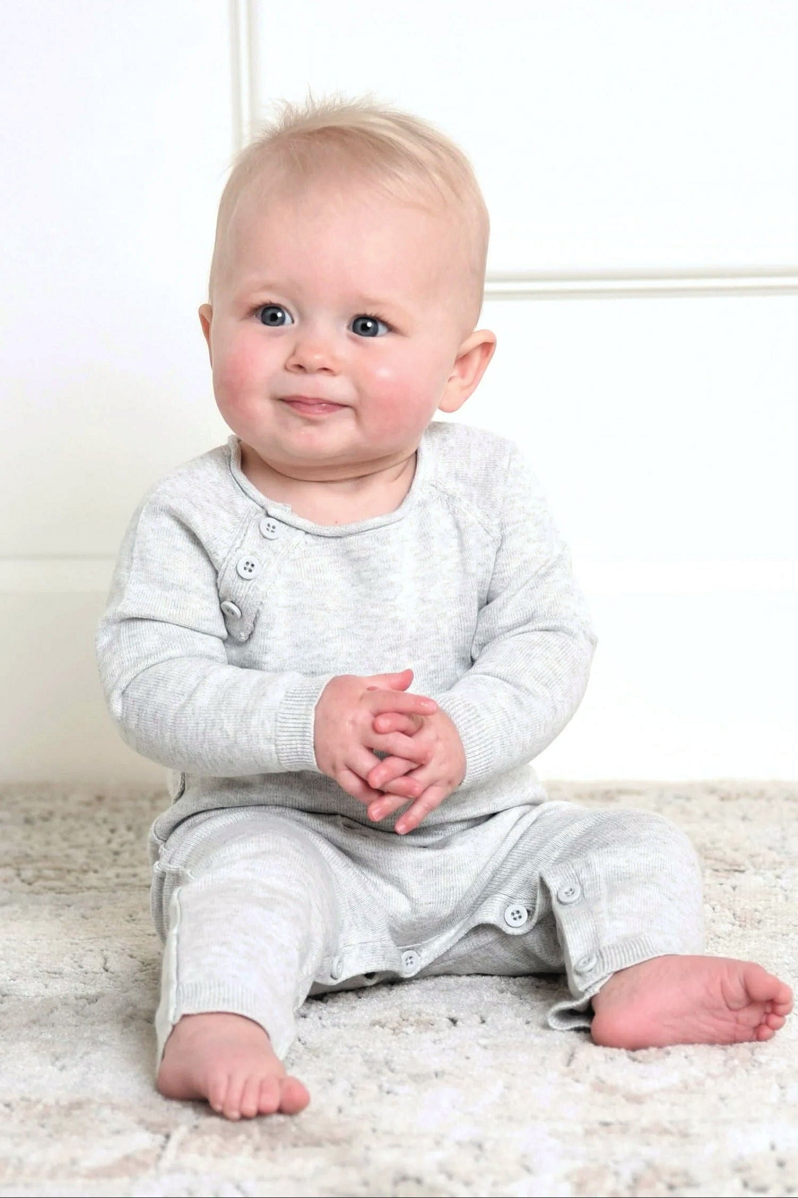 Organic Cotton Raglan Knit Romper Gender Neutral, Gray, Baby