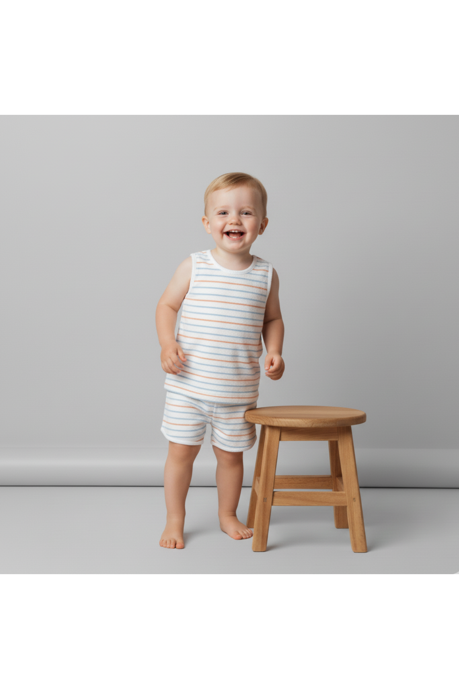 Organic Sleeveless Tee & Shorts Set - Cabana Stripes
