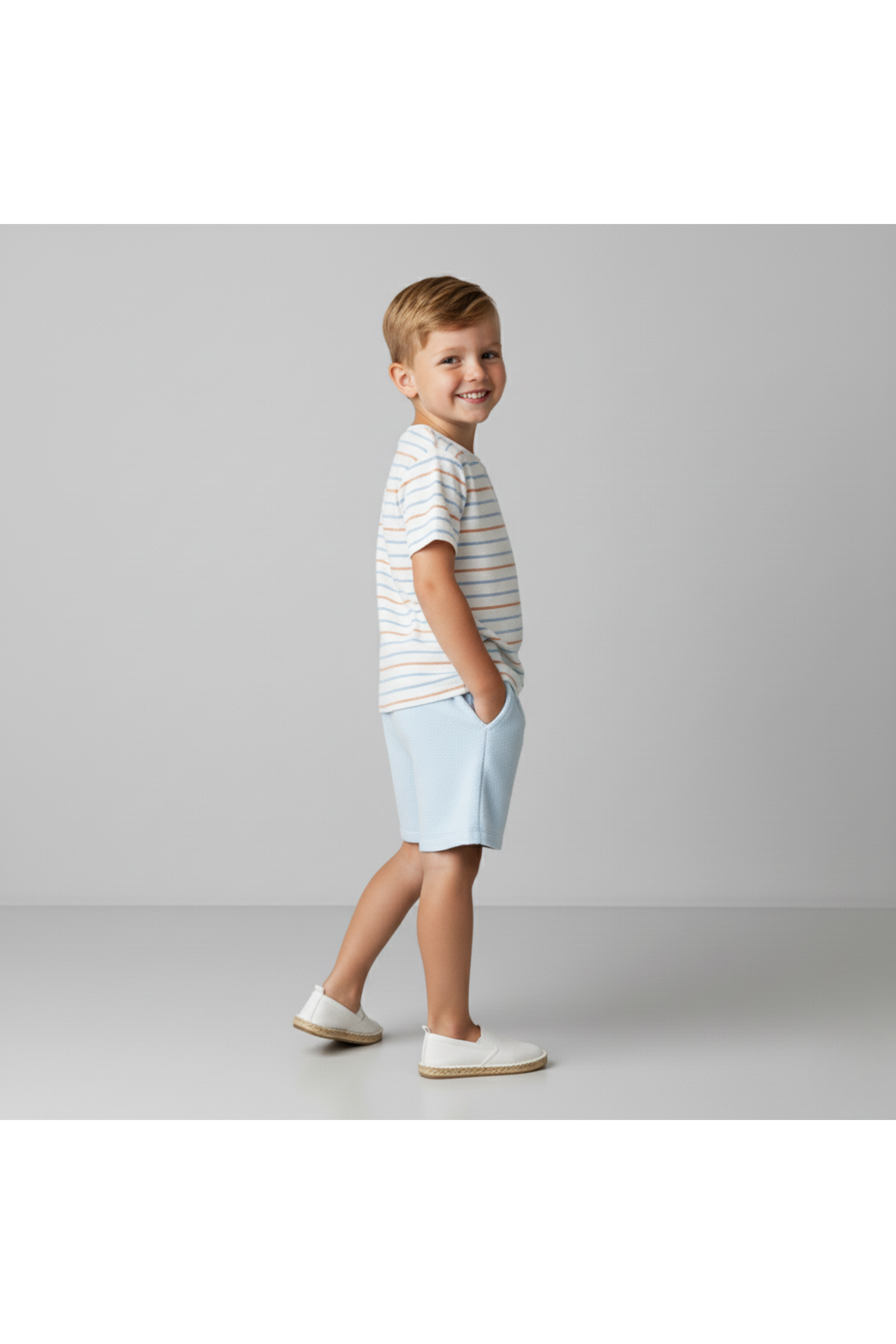 Organic Terry Tee & Shorts Set - Cabana Stripes