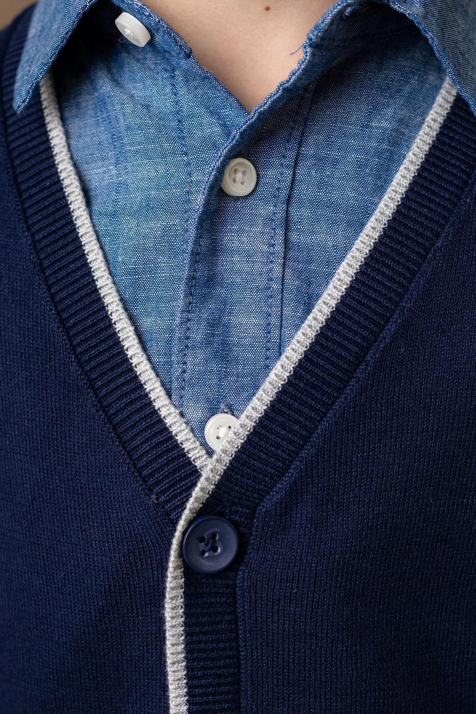 Tipped Organic Cotton Cardigan with Elbow Patches for Boys, Navy, Sizes 2T-14