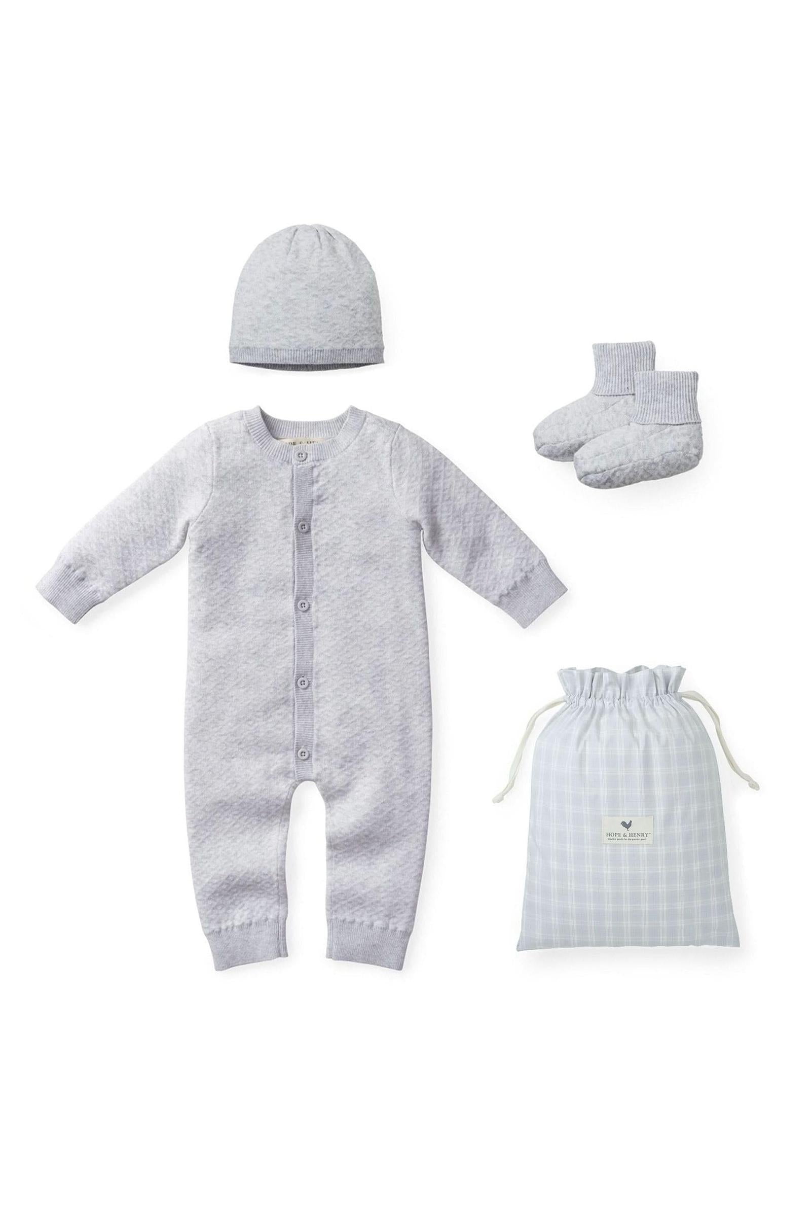 Baby Organic Cotton Jacquard Sweater Gift Set, Light Gray Heather