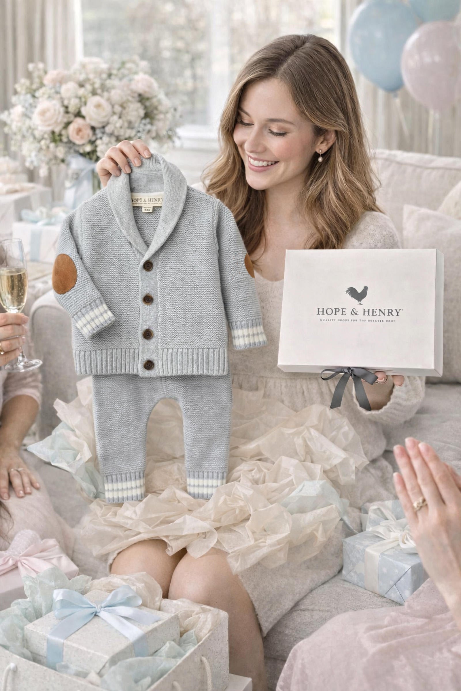 Baby Organic Cardigan and Sweater Legging, Gray Heather, Boxed Gift Set