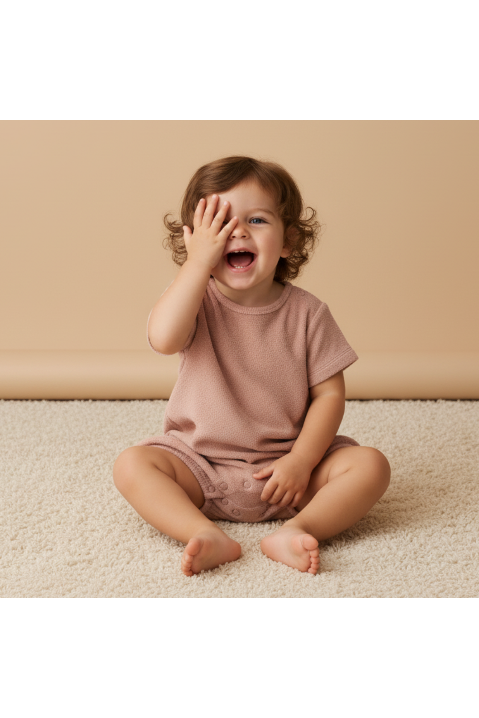 Organic Short Romper - Clay