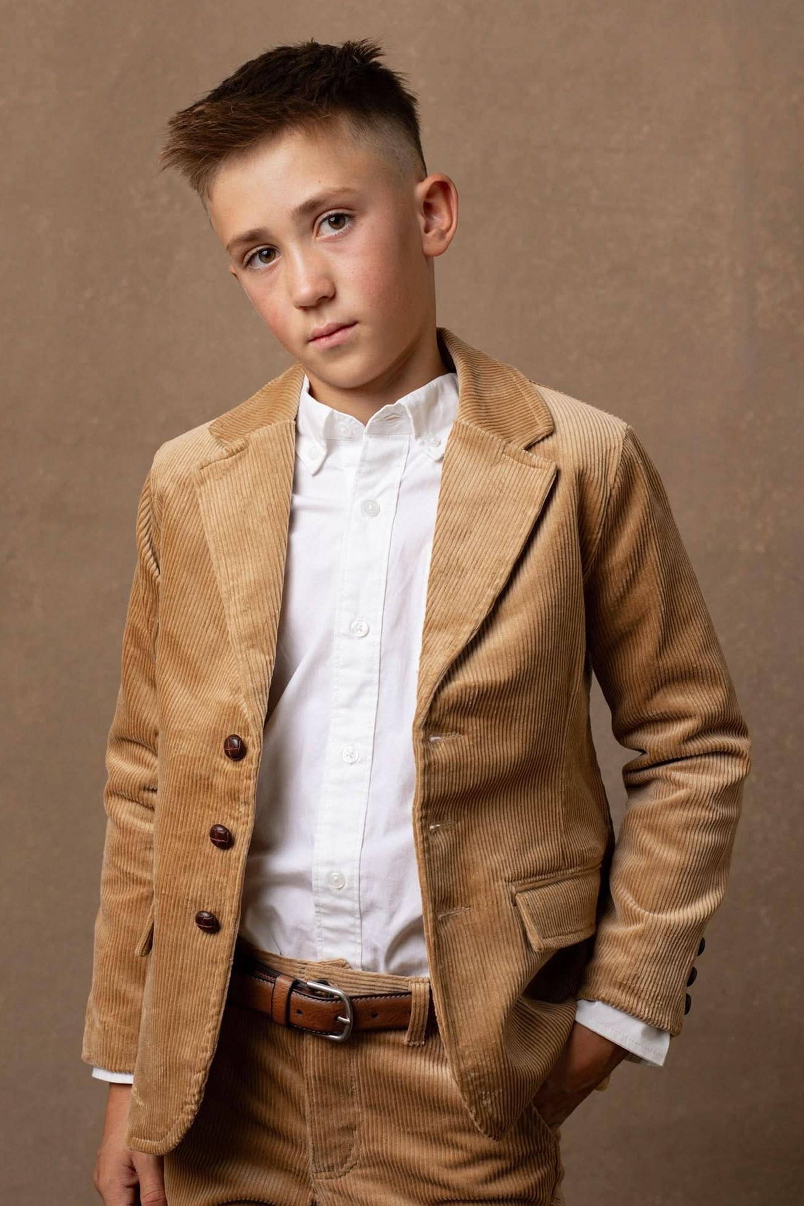 Organic Corduroy Blazer for Boys, Medium Brown, Sizes 2T-12