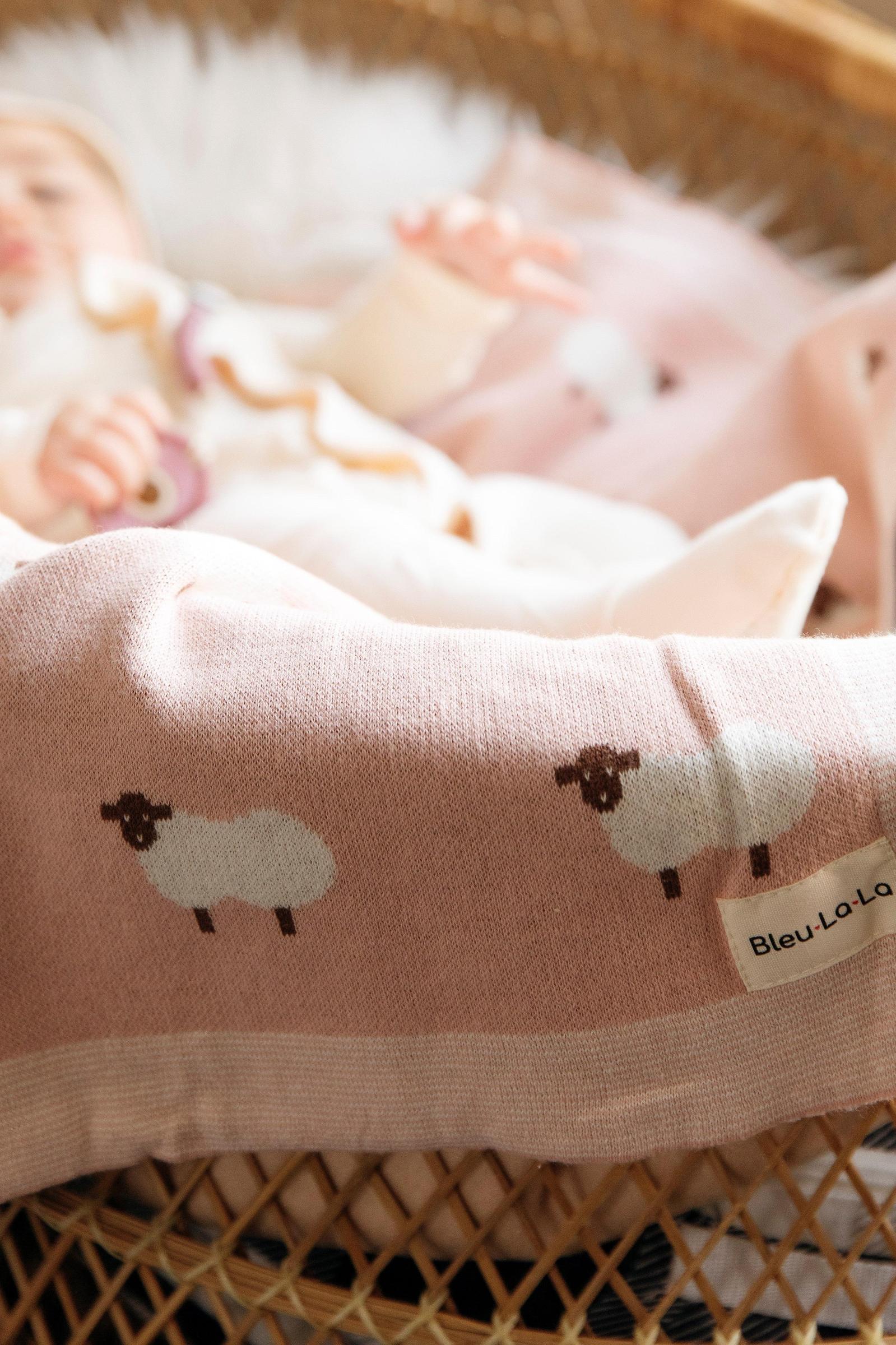 Sheep Knit Luxury Swaddle Blanket, 100% OEKO Tex Pima Cotton