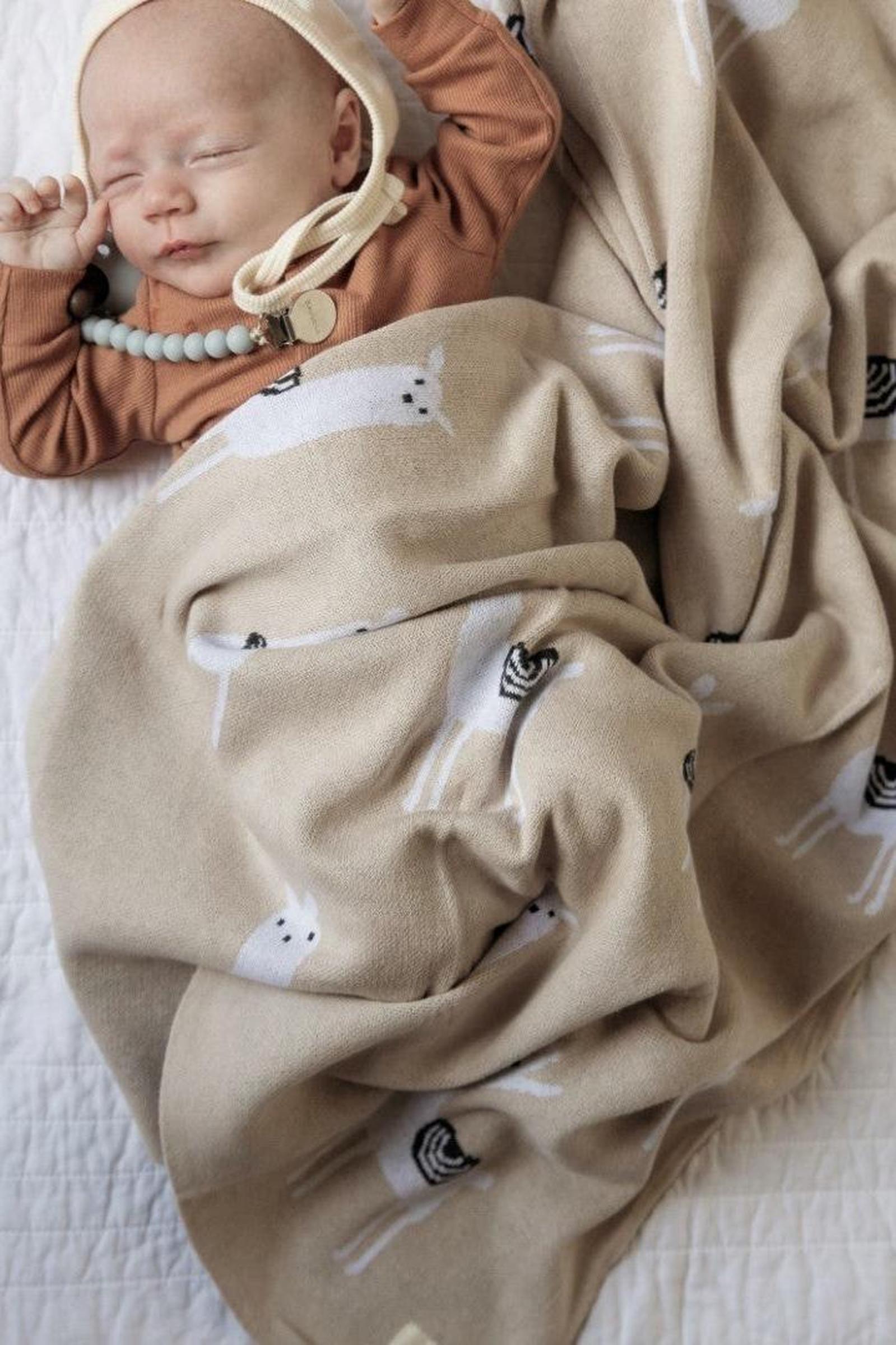 Knit Llama Luxury Swaddle Blanket, 100% OEKO Tex Pima Cotton
