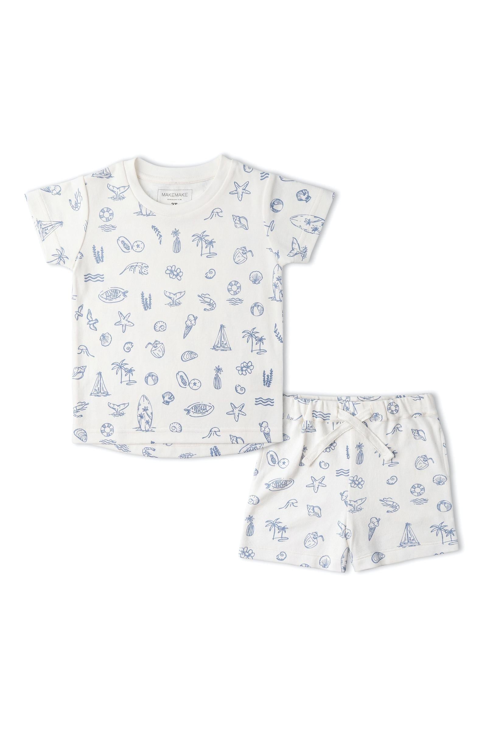 Organic Tee & Shorts Set - Coastal