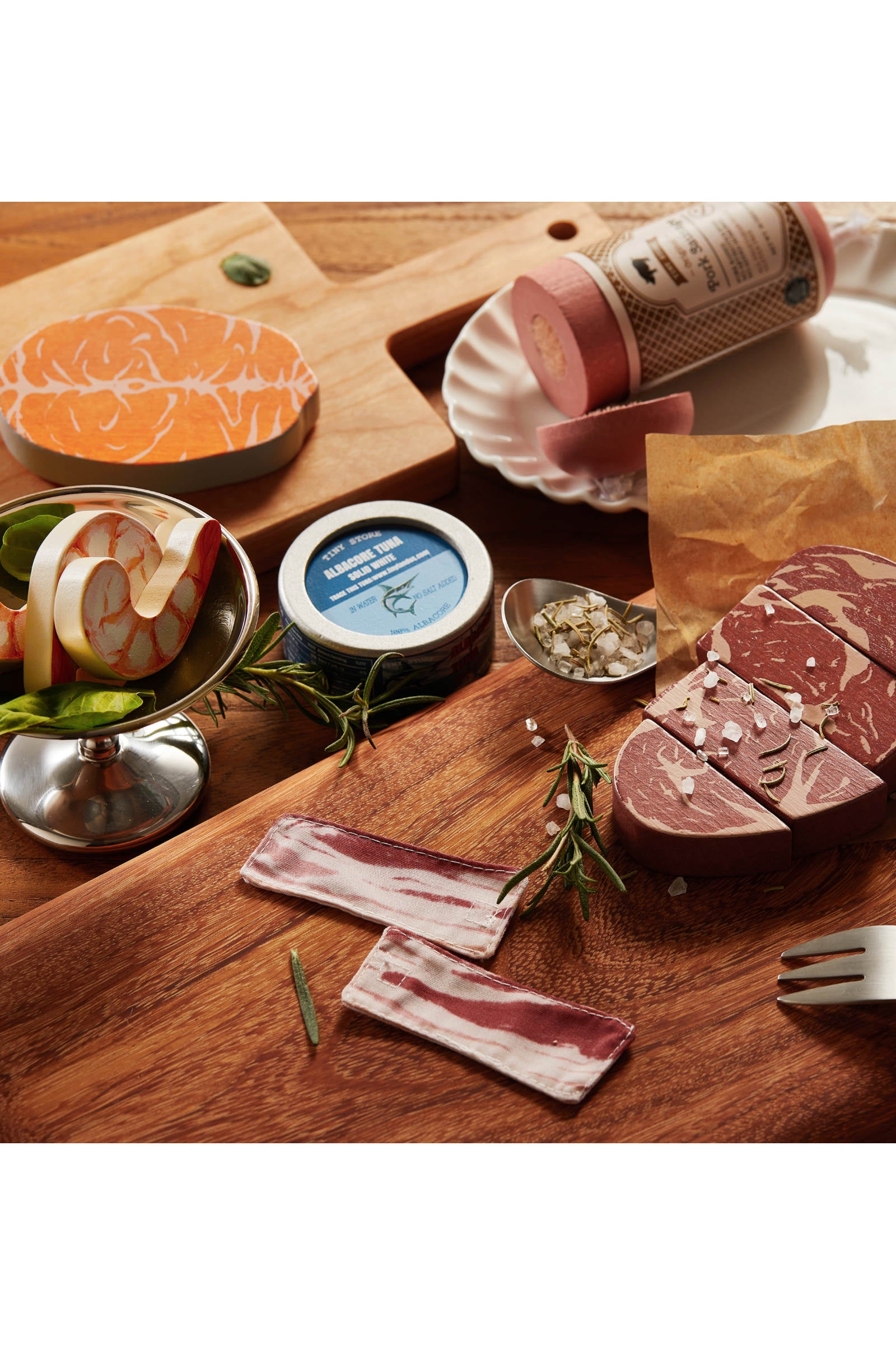 Organic Wooden Meat & Seafood Play Food Set
