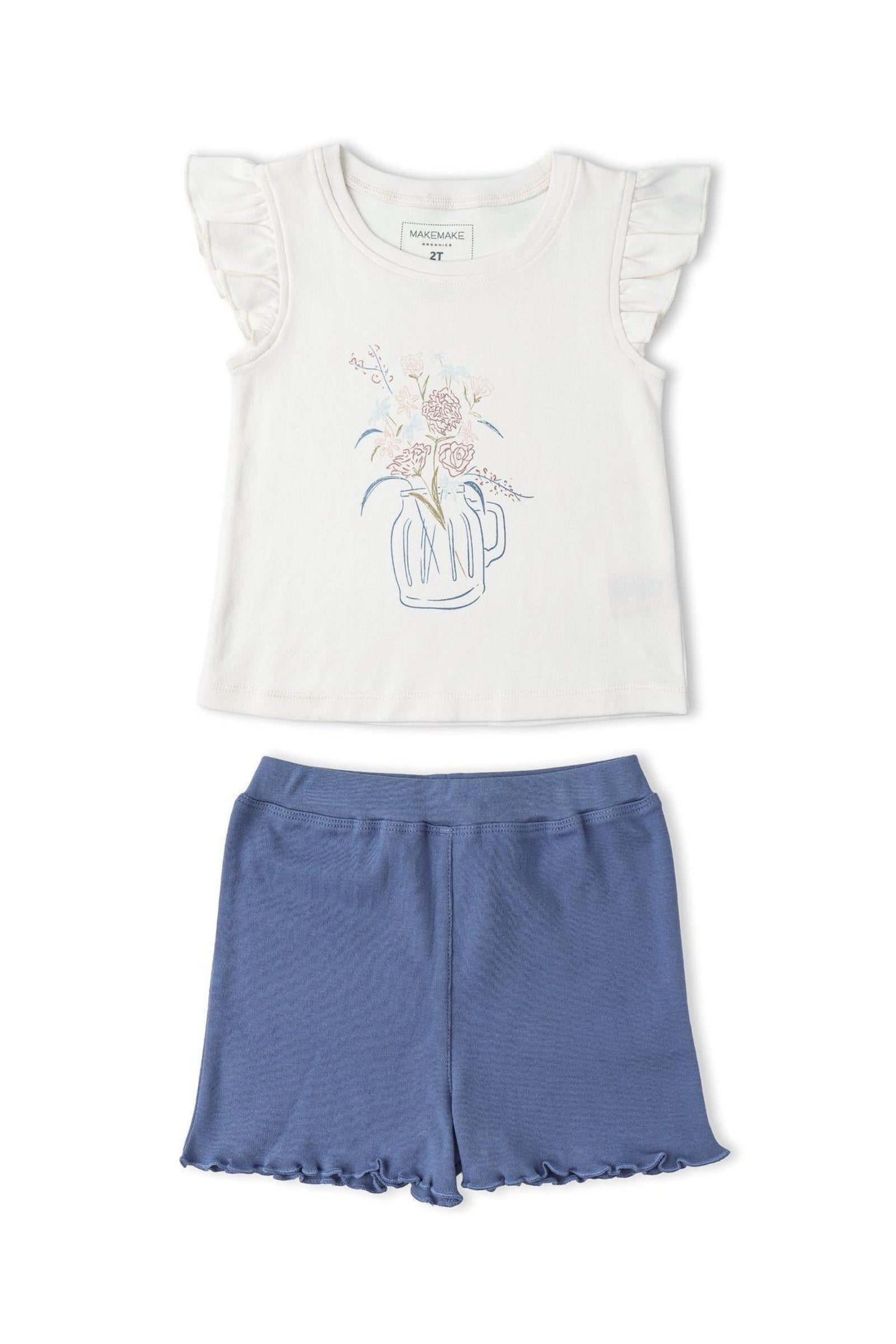 Organic Sleeveless Flutter Top & Shorts Set - Spring Floral