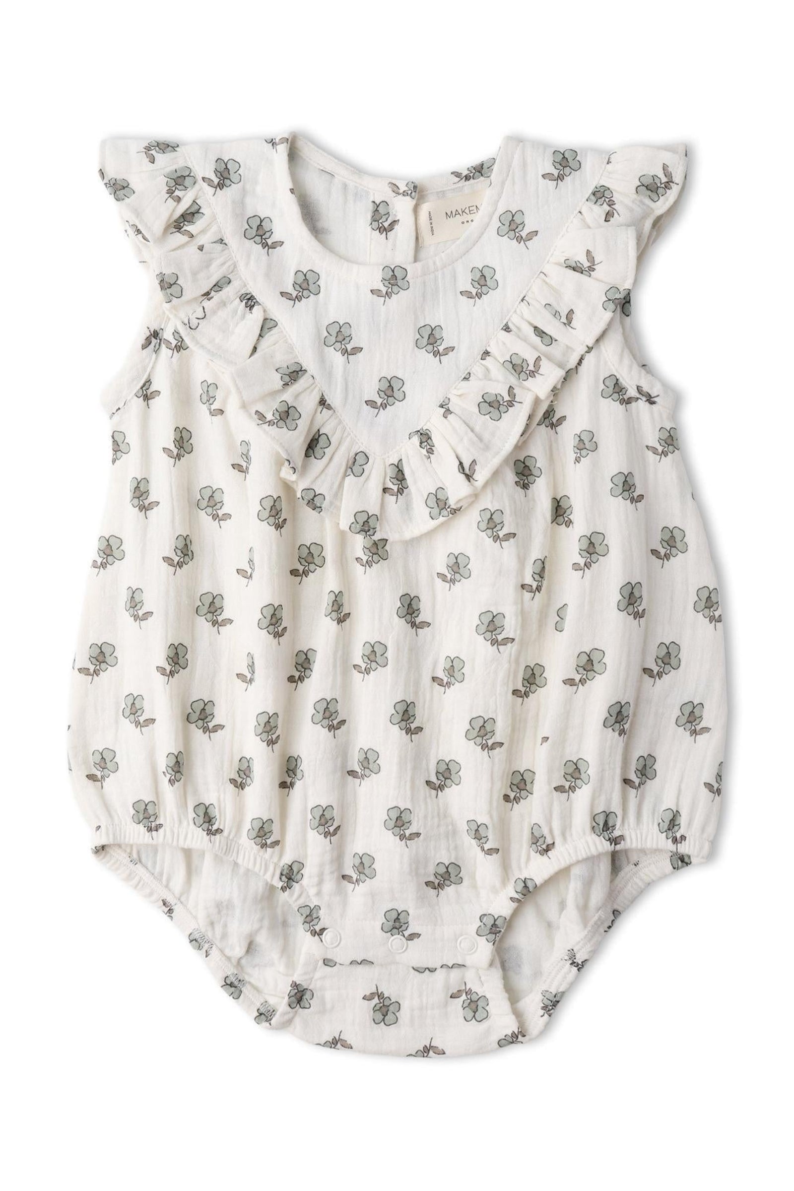Organic Sleeveless Ruffle Bubble Romper - Poppy