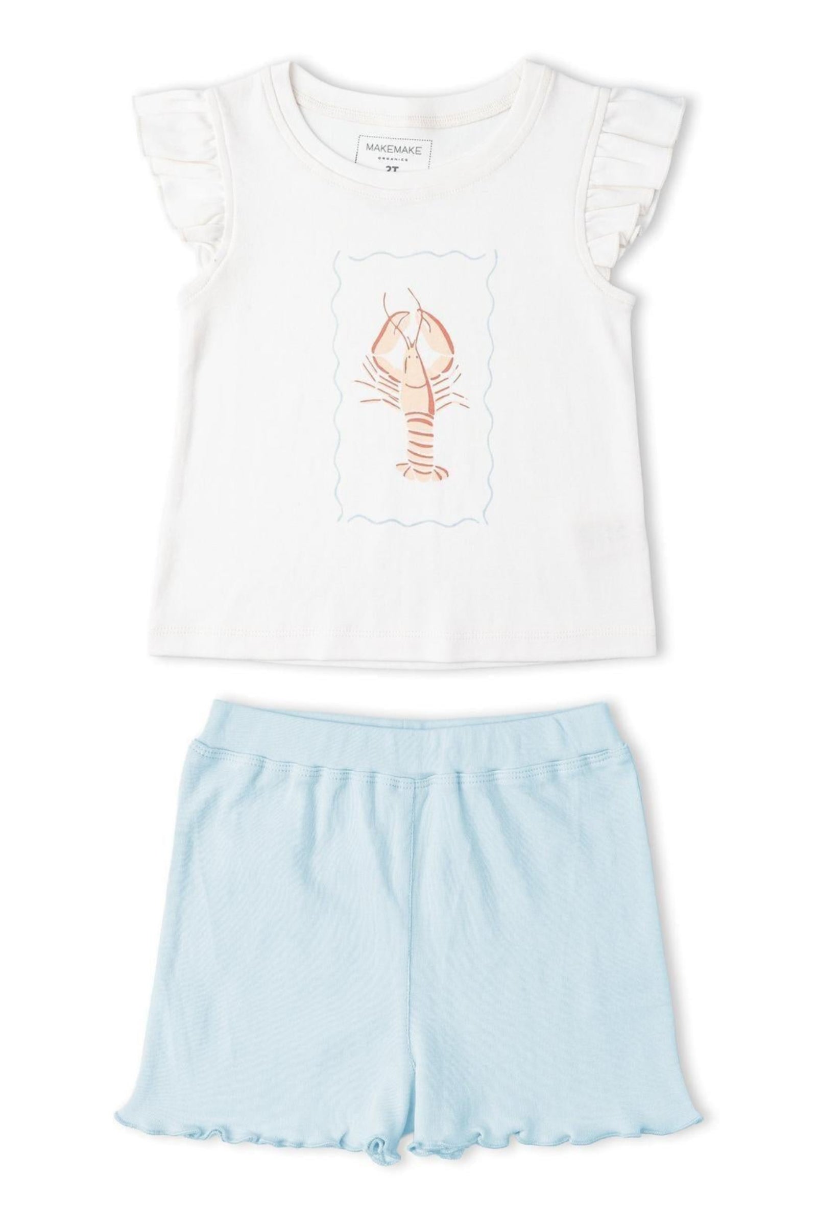Organic Sleeveless Flutter Top & Shorts Set - Lobster