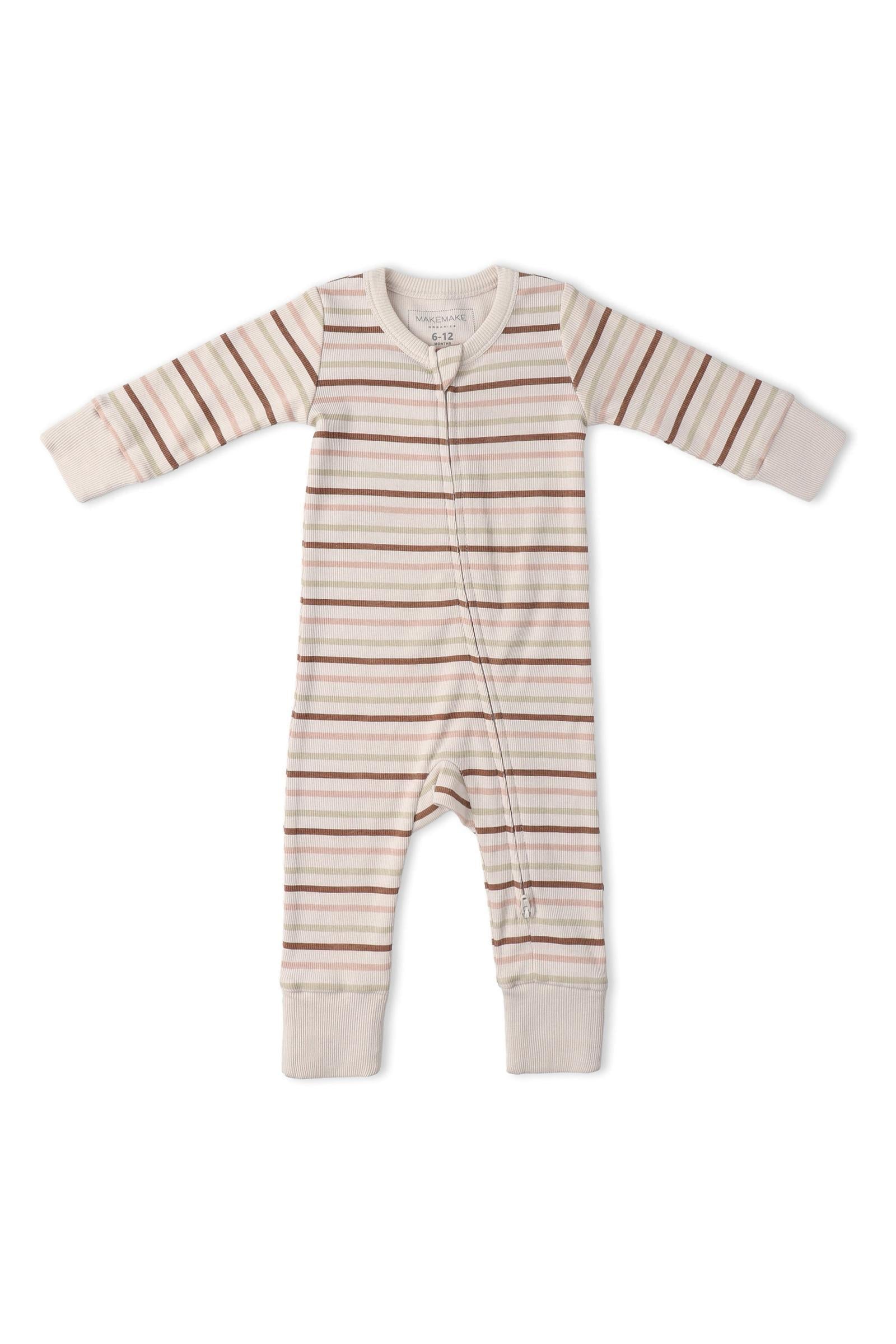 Organic 2-Way Zip Romper - Terra Stripes
