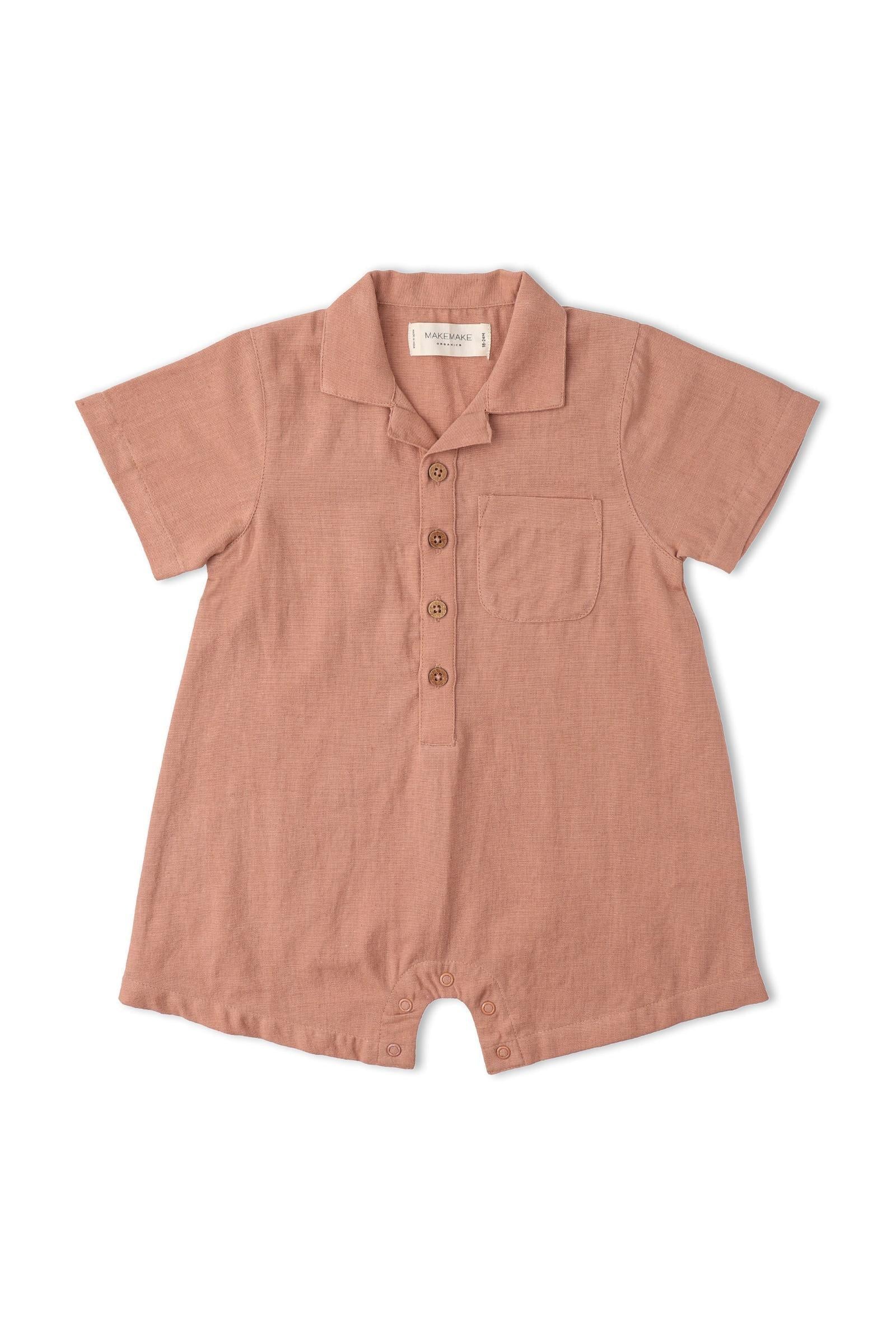 Organic Collared Romper - Clay