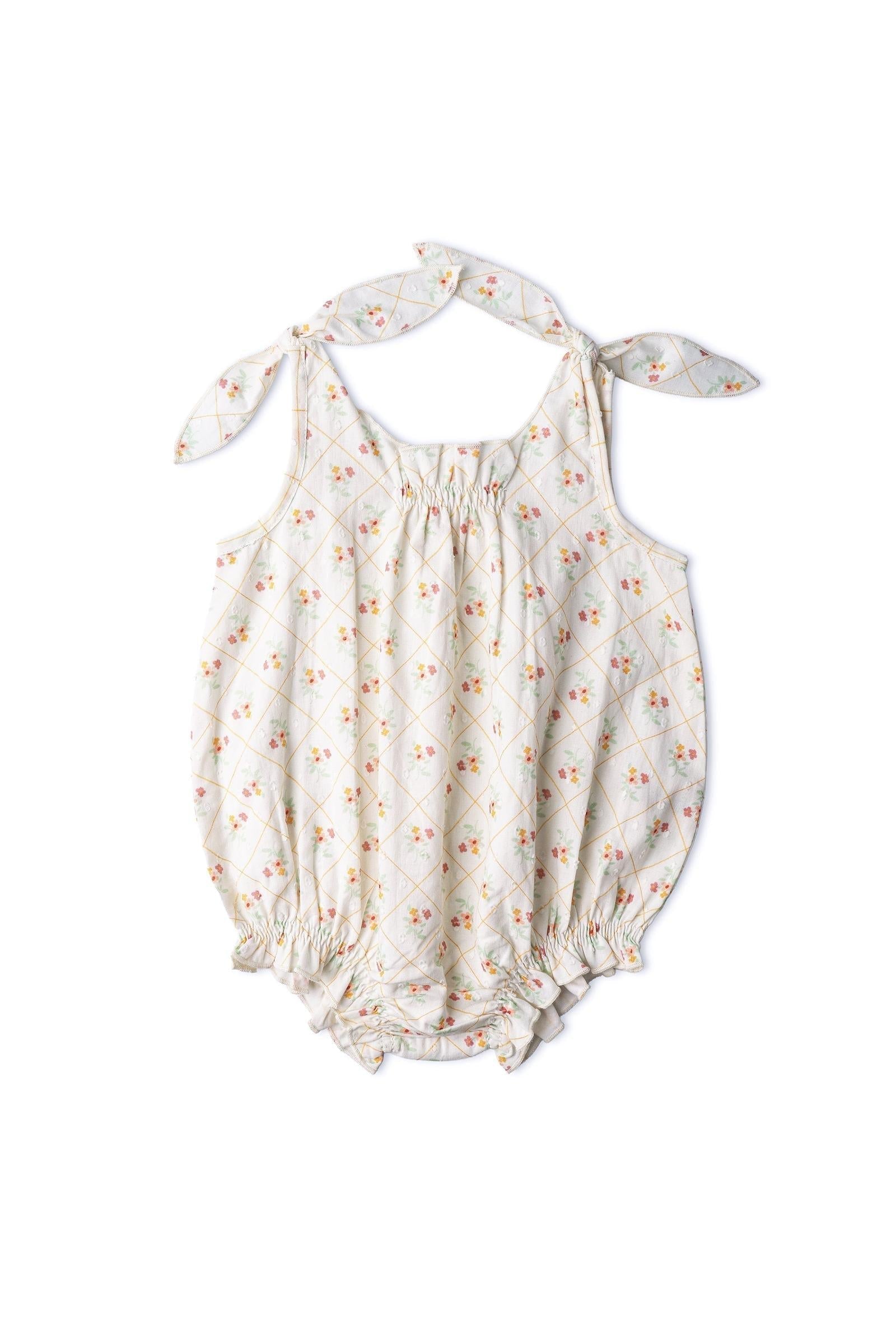 Organic Tie Shoulder Bubble Romper - Spring Weave