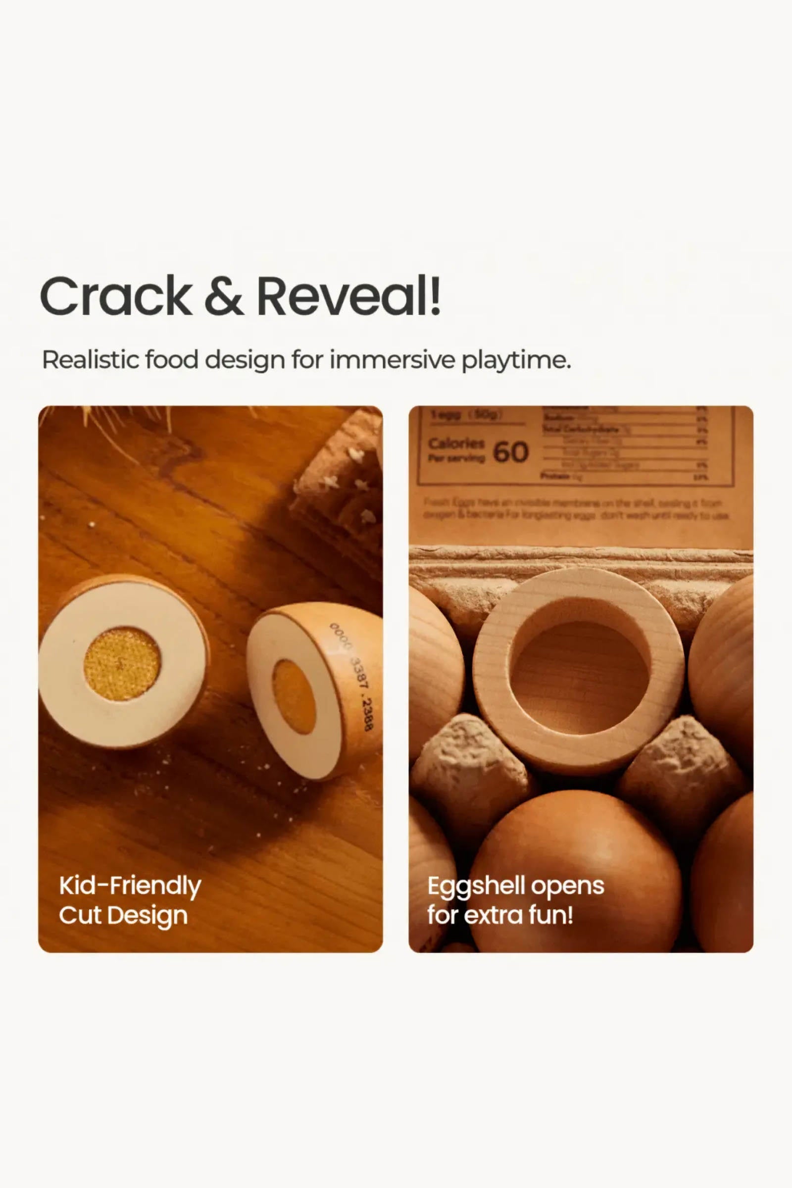 Organic Wooden Eggs Play Food set for Kids