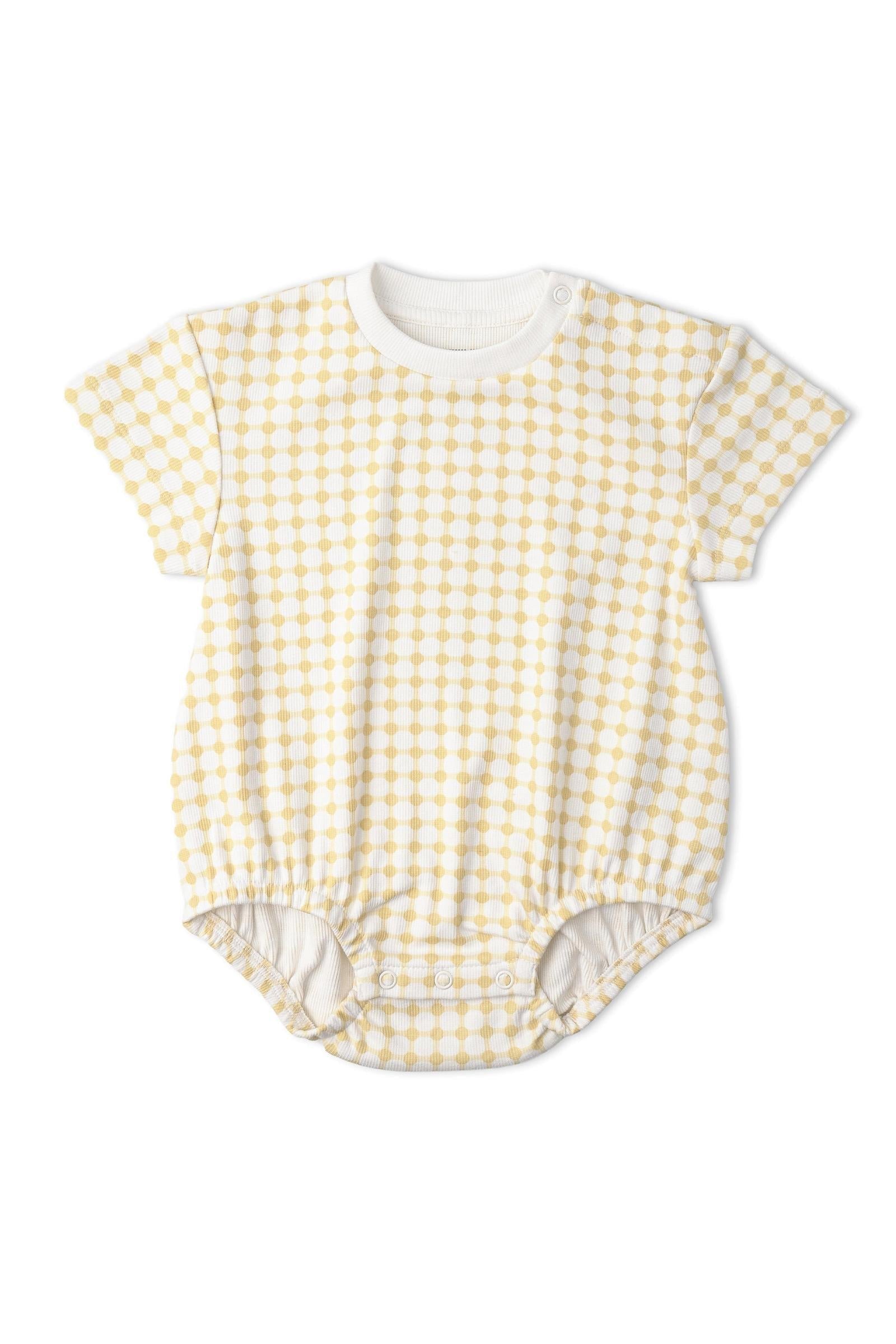 Organic Short Sleeve Bubble Romper - Dotty Gingham