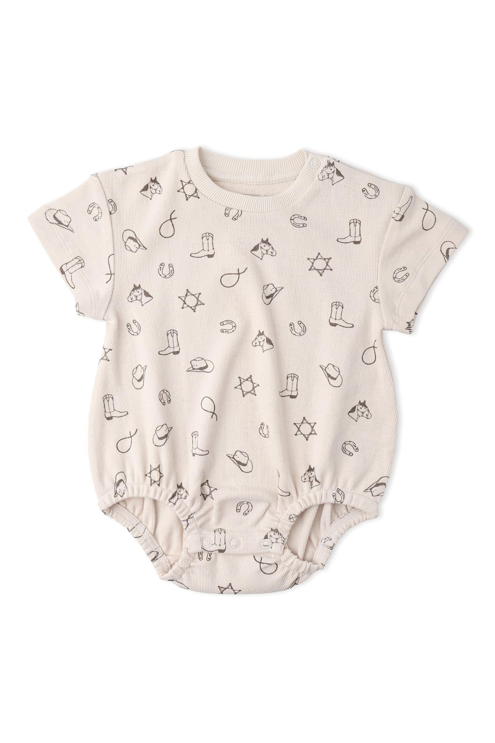 Organic Short Sleeve Bubble Romper - Rodeo