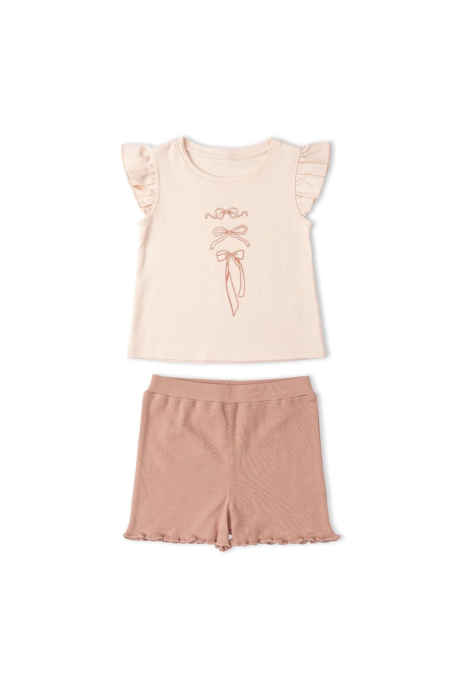 Organic Sleeveless Flutter Top & Shorts Set - Bows