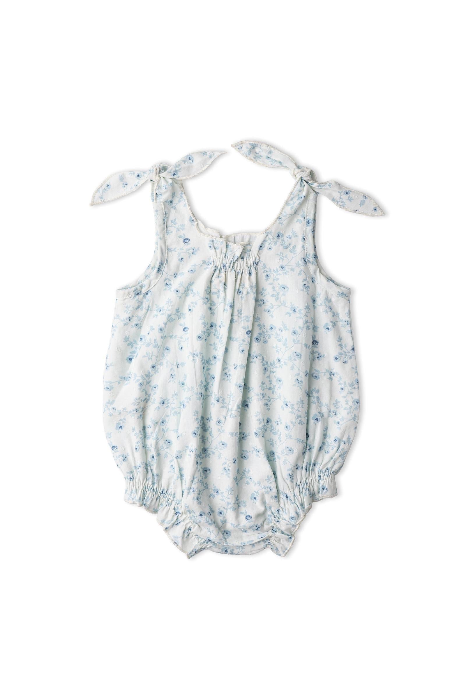 Organic Tie Shoulder Bubble Romper - Ivy Floral