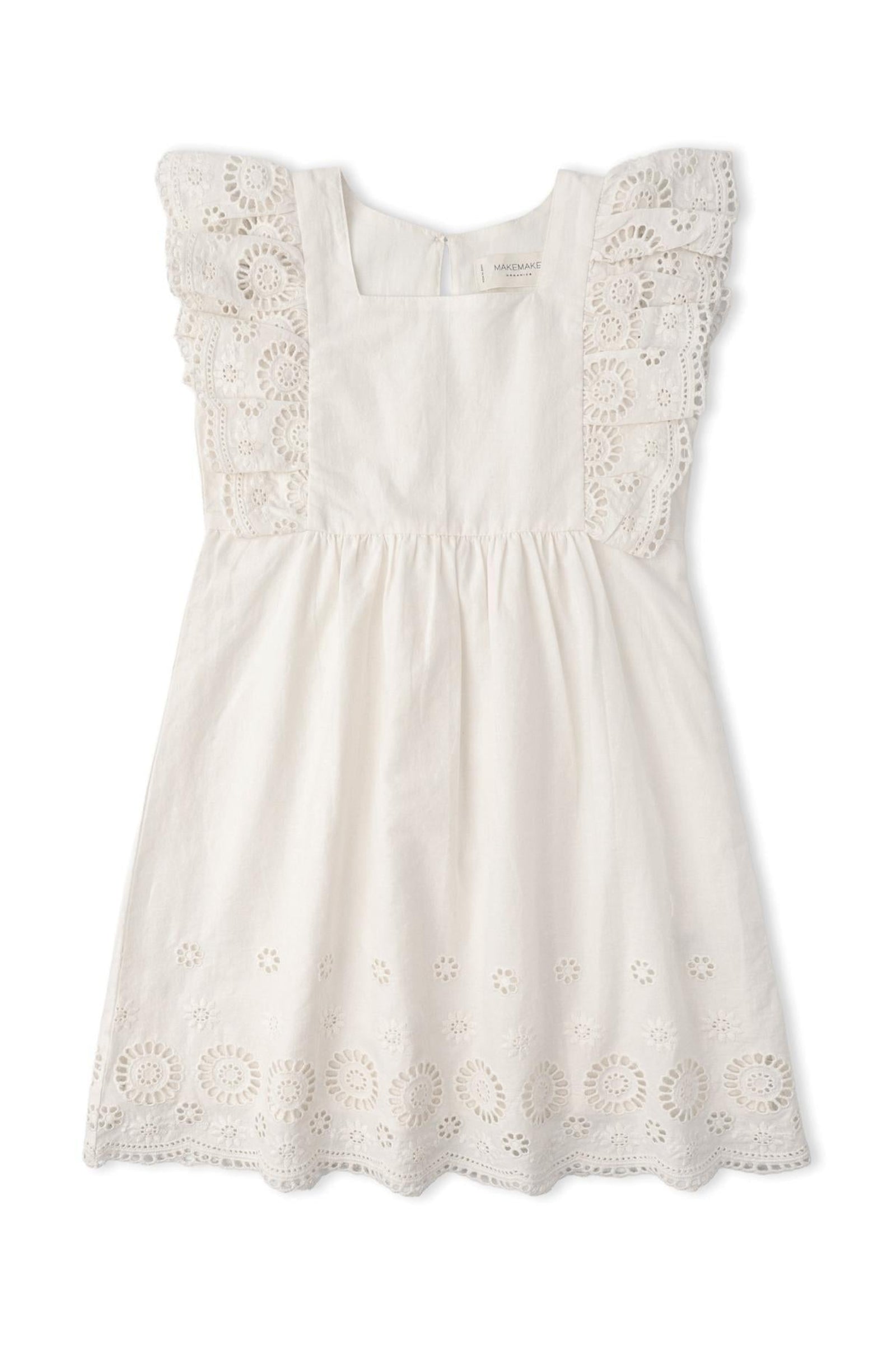 Organic Eyelet Flutter Dress - Ivory Eyelet