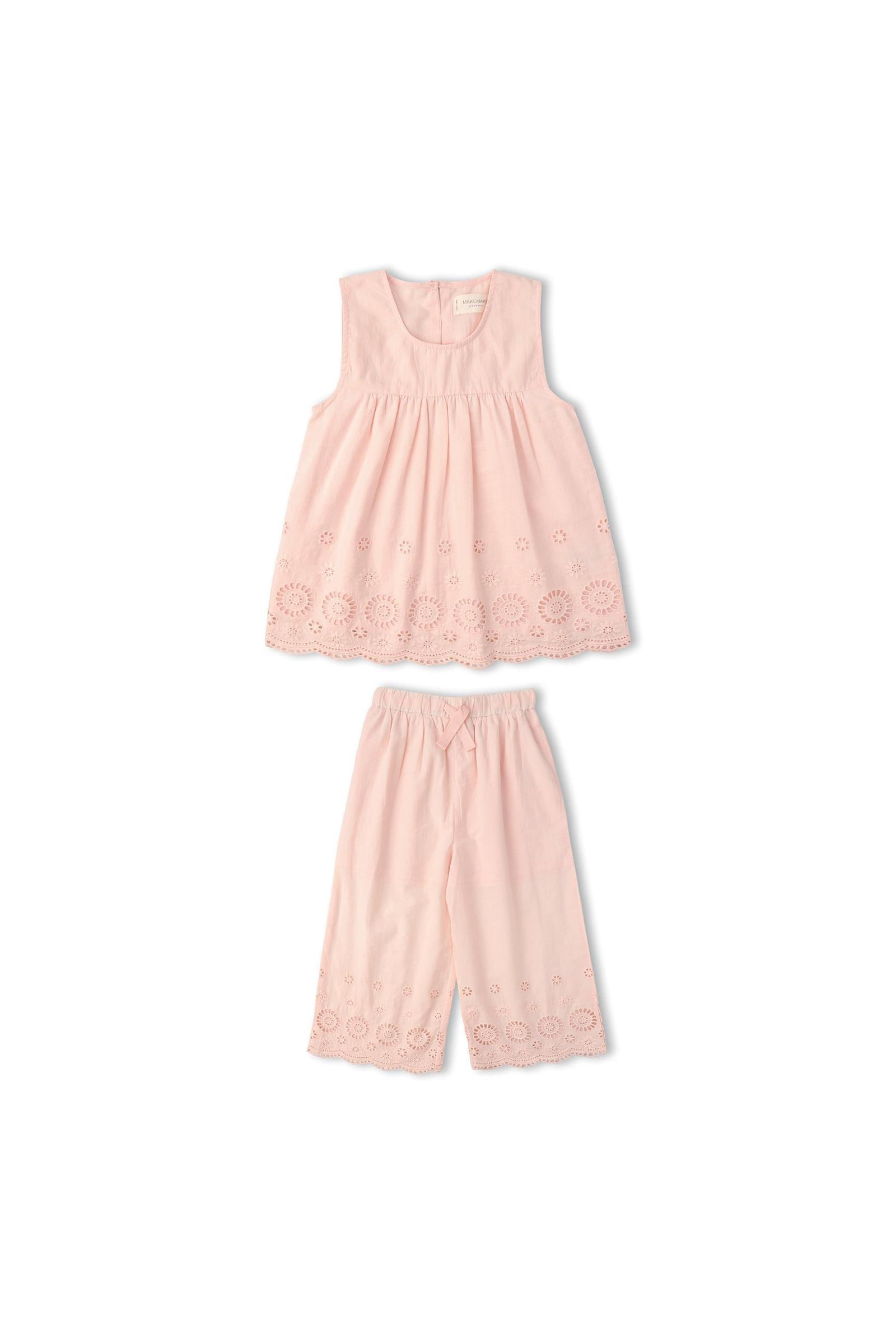 Organic Eyelet Top And Pant Set - Blush Eyelet