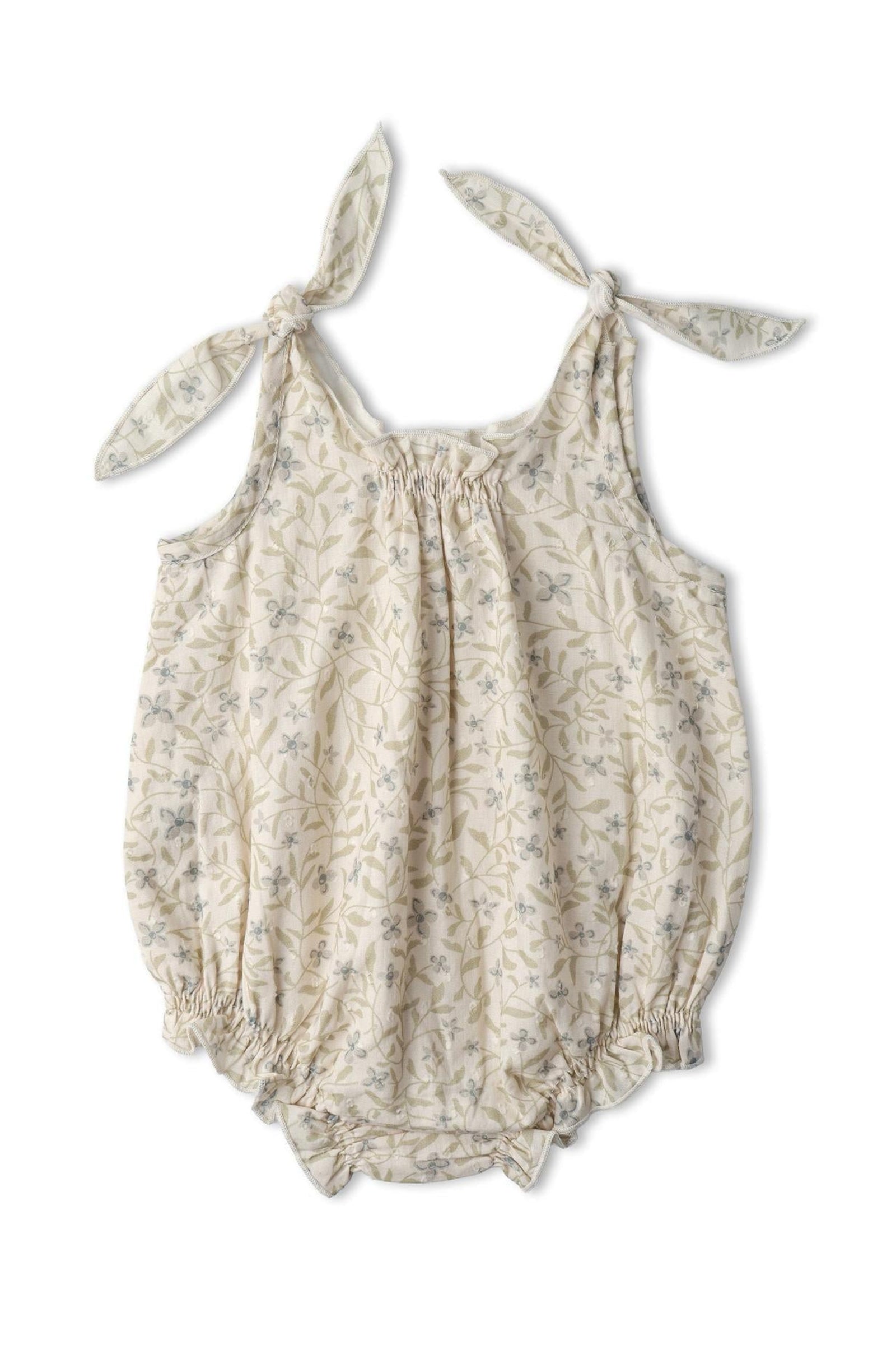Organic Tie Shoulder Bubble Romper - Bluebelle