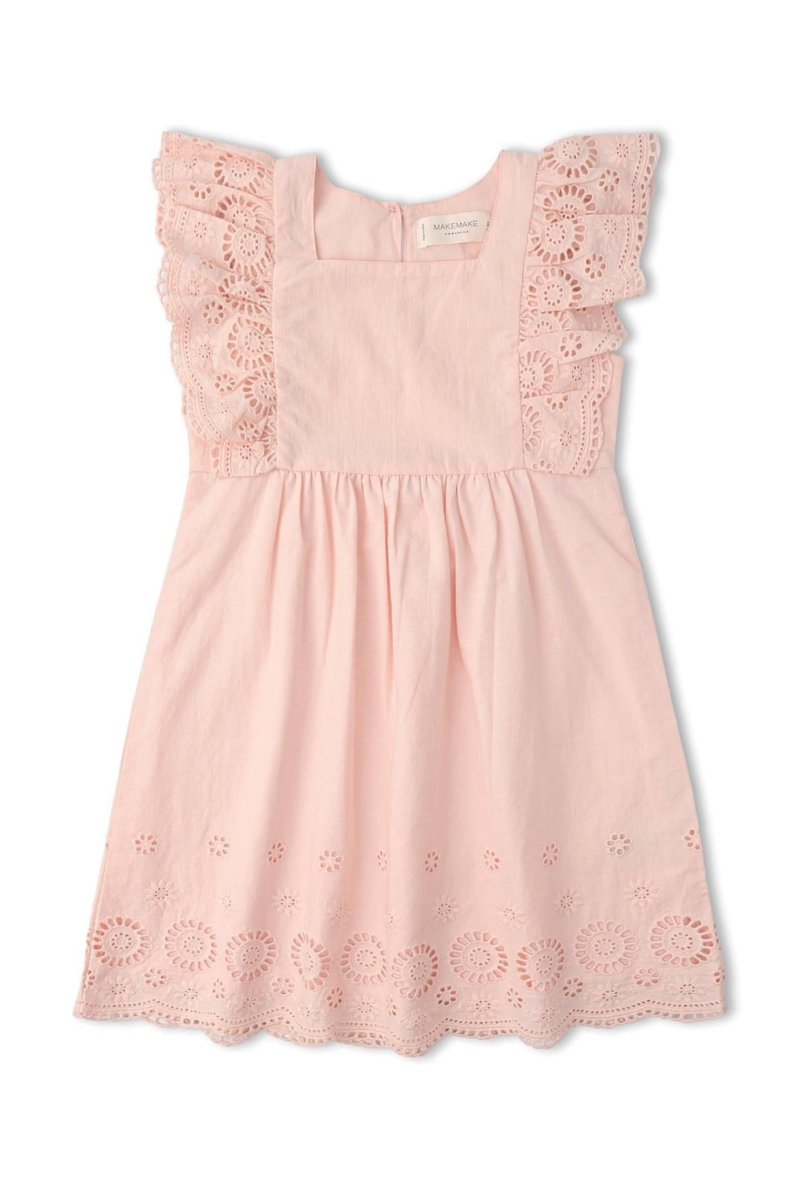 Organic Eyelet Flutter Dress - Blush Eyelet