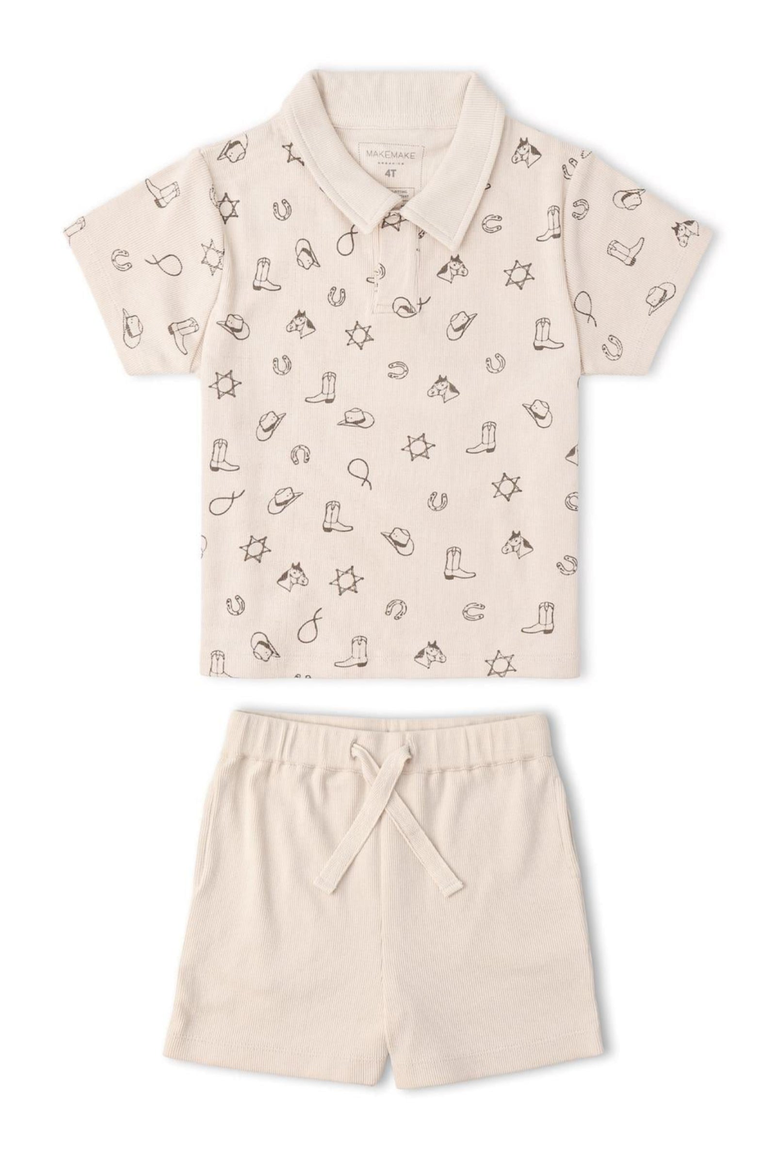 Organic Collar Tee & Shorts Set - Rodeo