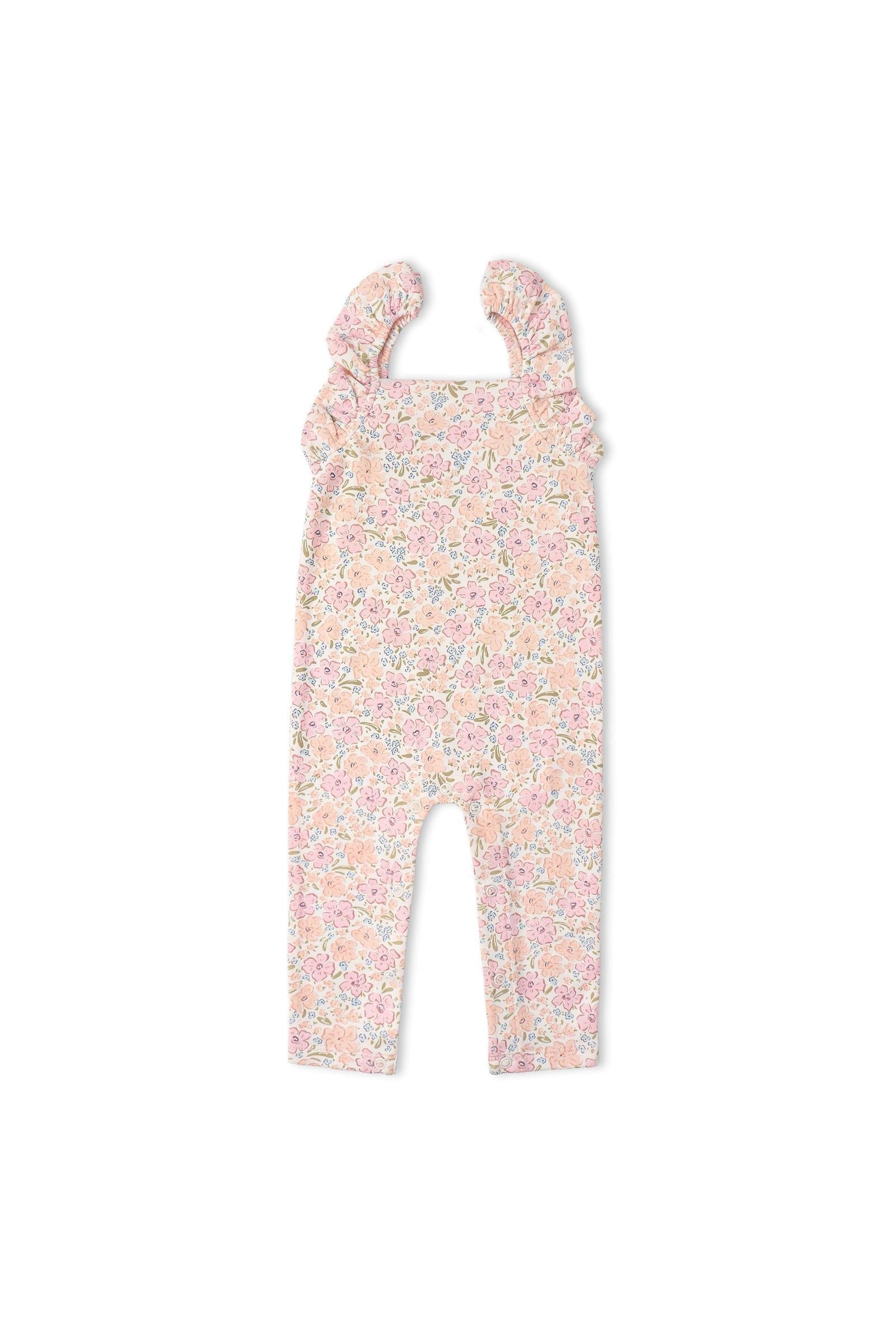 Organic Flutter Romper - Peony